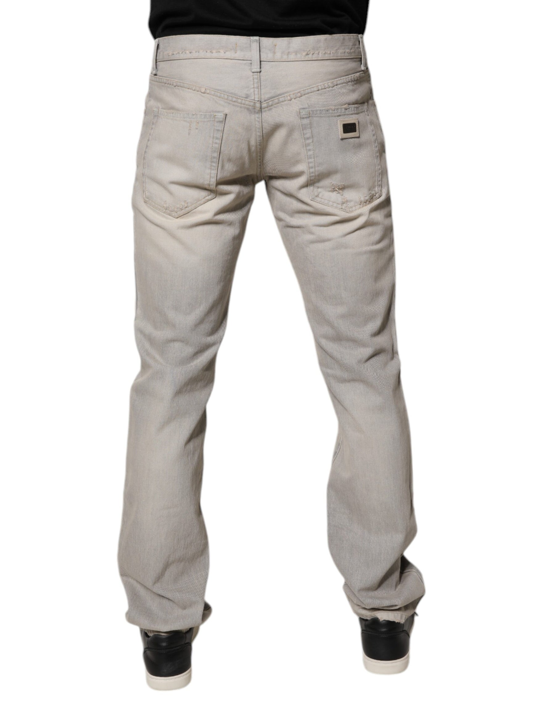 Dolce & Gabbana Light Gray Cotton Skinny Denim Jeans | Regal Royce