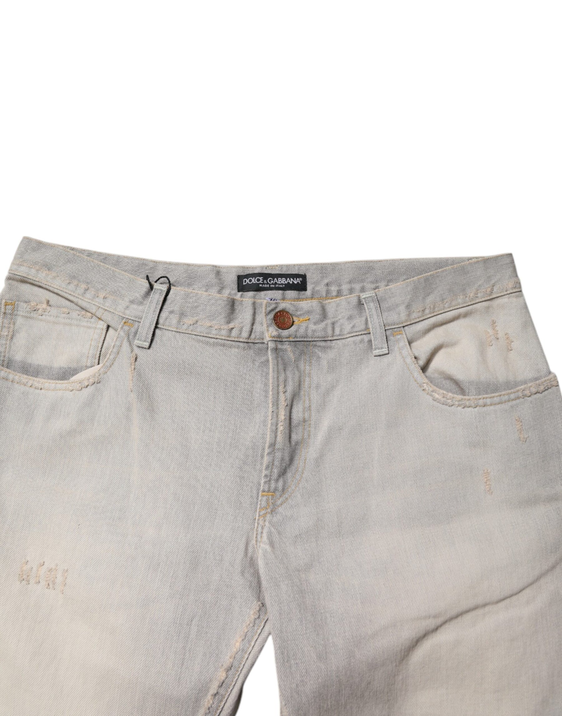 Dolce & Gabbana Light Gray Cotton Skinny Denim Jeans | Regal Royce