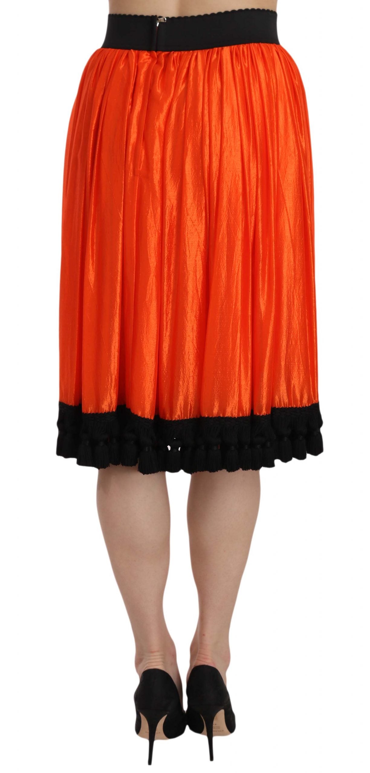 Dolce & Gabbana Orange High Waist Knee Length Skirt | Regal Royce