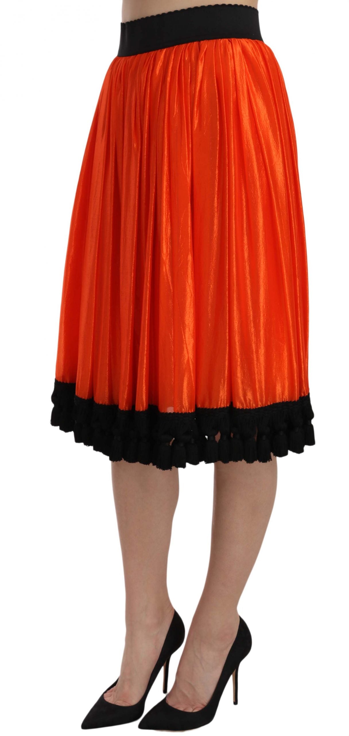 Dolce & Gabbana Orange High Waist Knee Length Skirt | Regal Royce