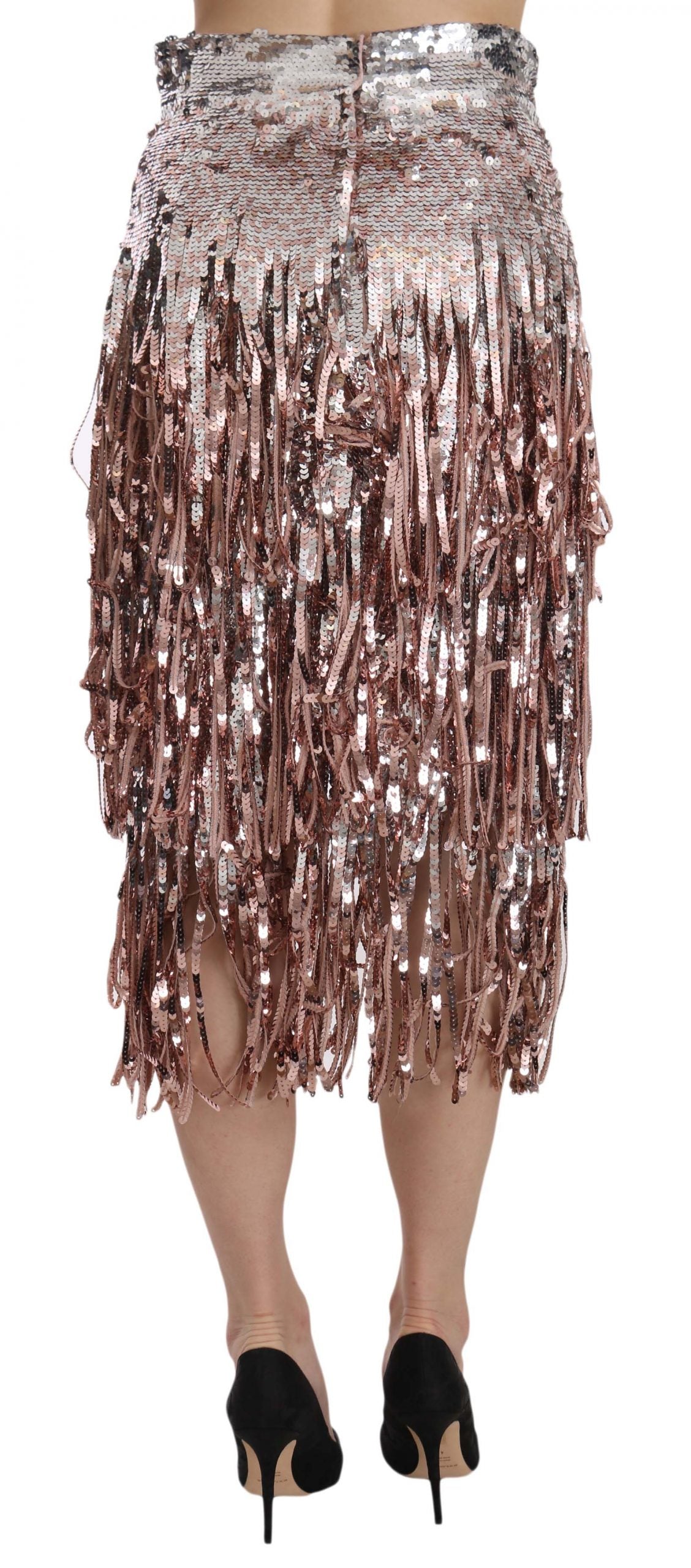 Dolce & Gabbana Sequin Embellished Fringe Midi Pencil Skirt | Regal Royce