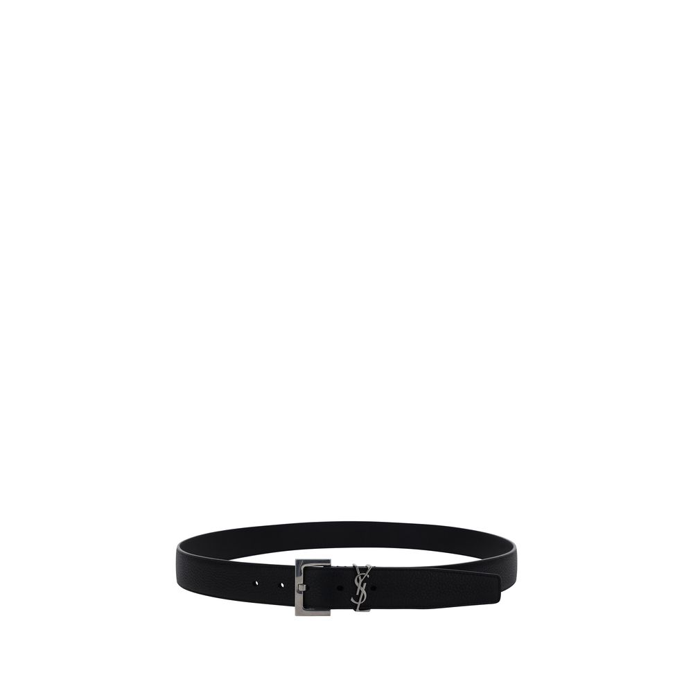 Saint Laurent Black Calf Leather Bos Taurus Regular Belt | Regal Royce