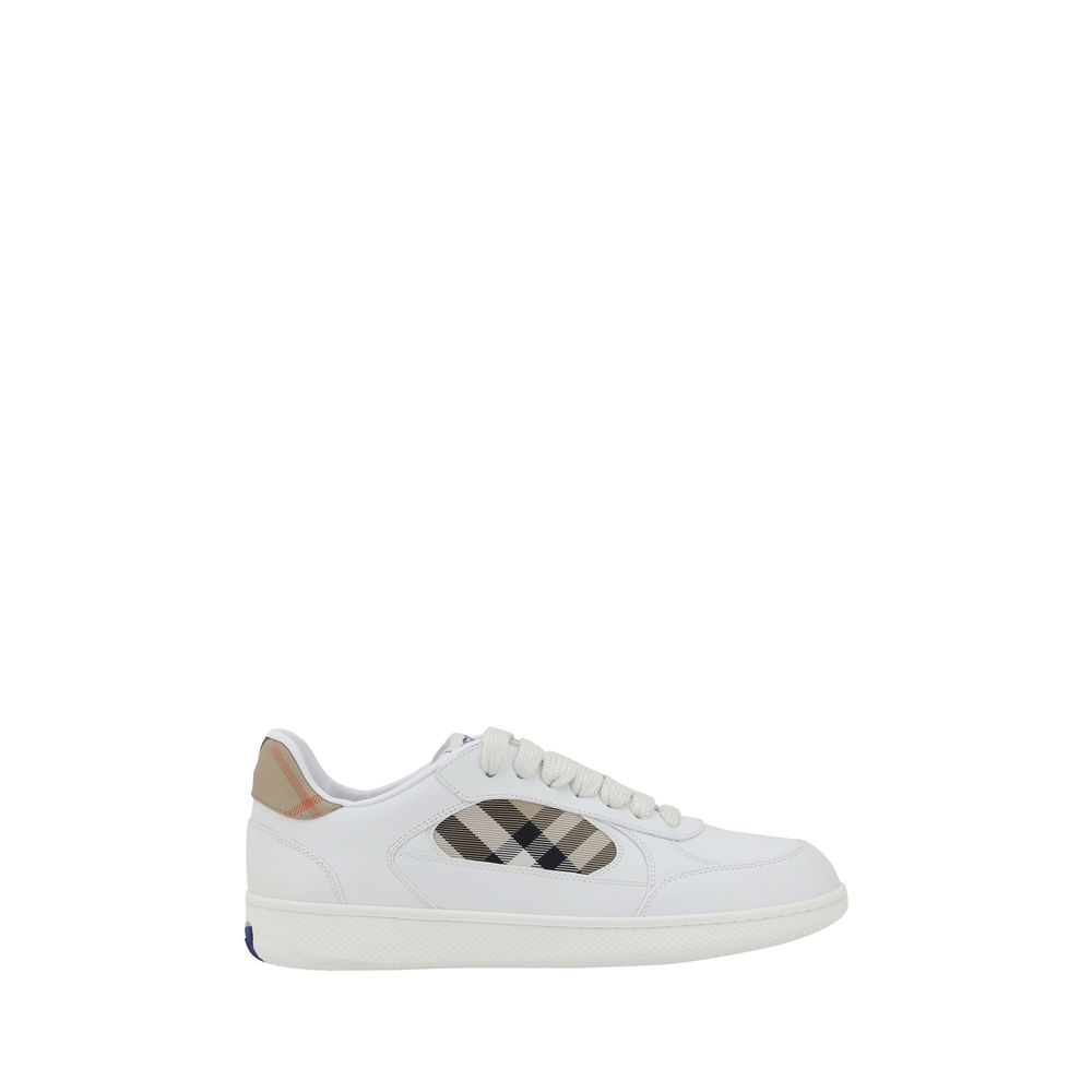 Burberry White Calf Leather Bos Taurus Low Top Sneakers | Regal Royce