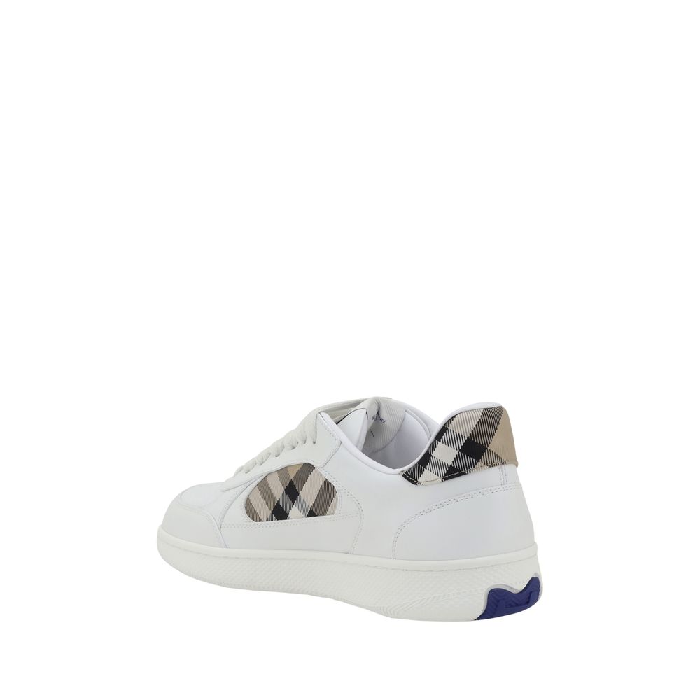 Burberry White Calf Leather Bos Taurus Low Top Sneakers | Regal Royce