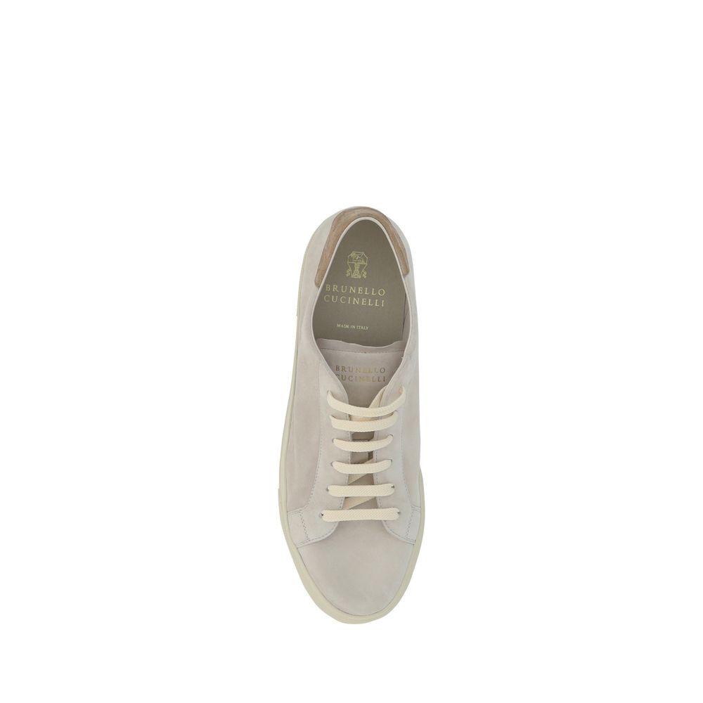 Brunello Cucinelli Cream White Leather Sneakers | Regal Royce