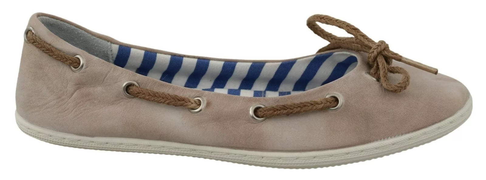 Pantofola D'Oro Beige Suede Lace Bow Loafers Ballet Flat Shoes | Regal Royce