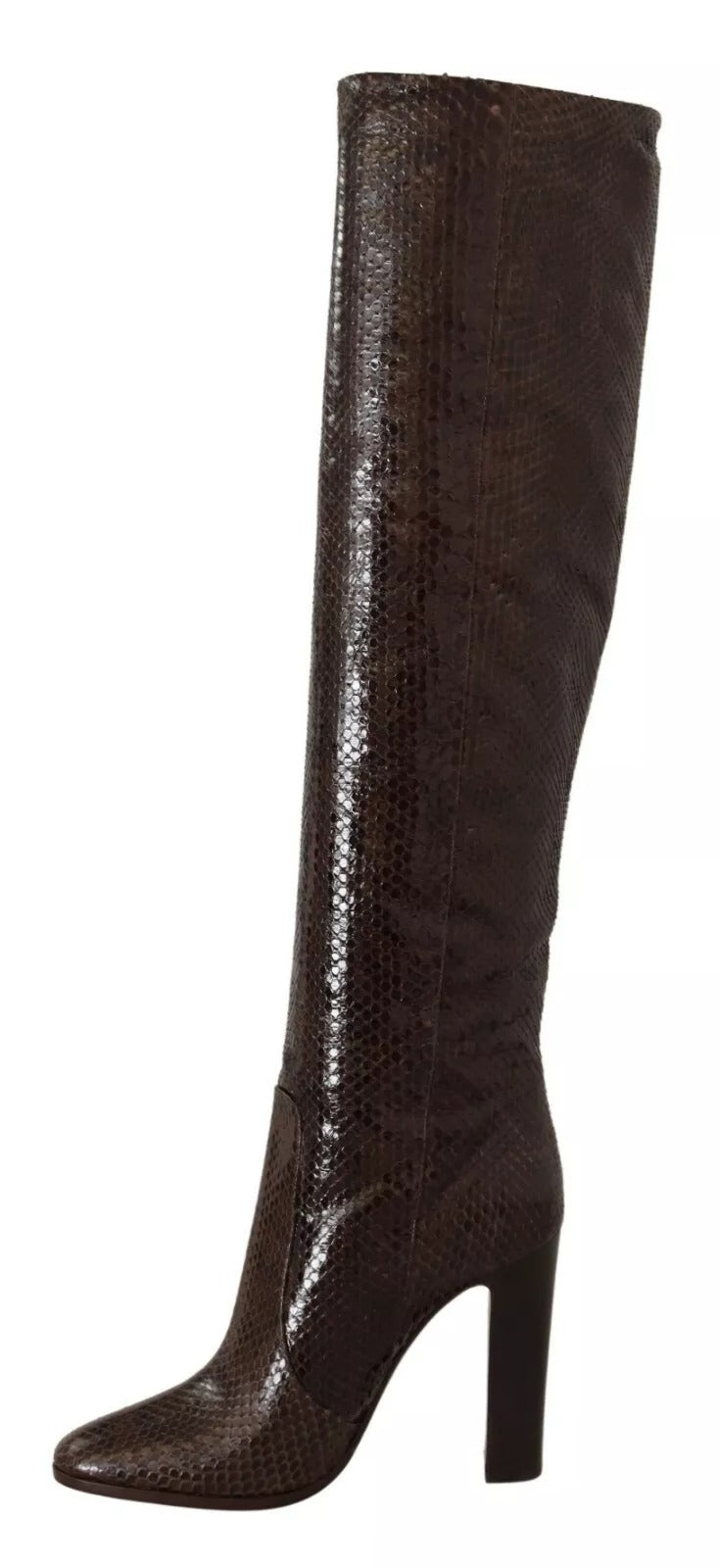 Dolce & Gabbana Brown Exotic Leather Heels High Boots Shoes | Regal Royce