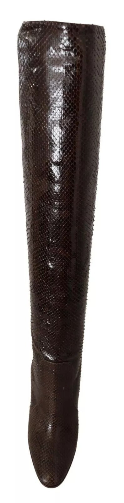 Dolce & Gabbana Brown Exotic Leather Heels High Boots Shoes | Regal Royce