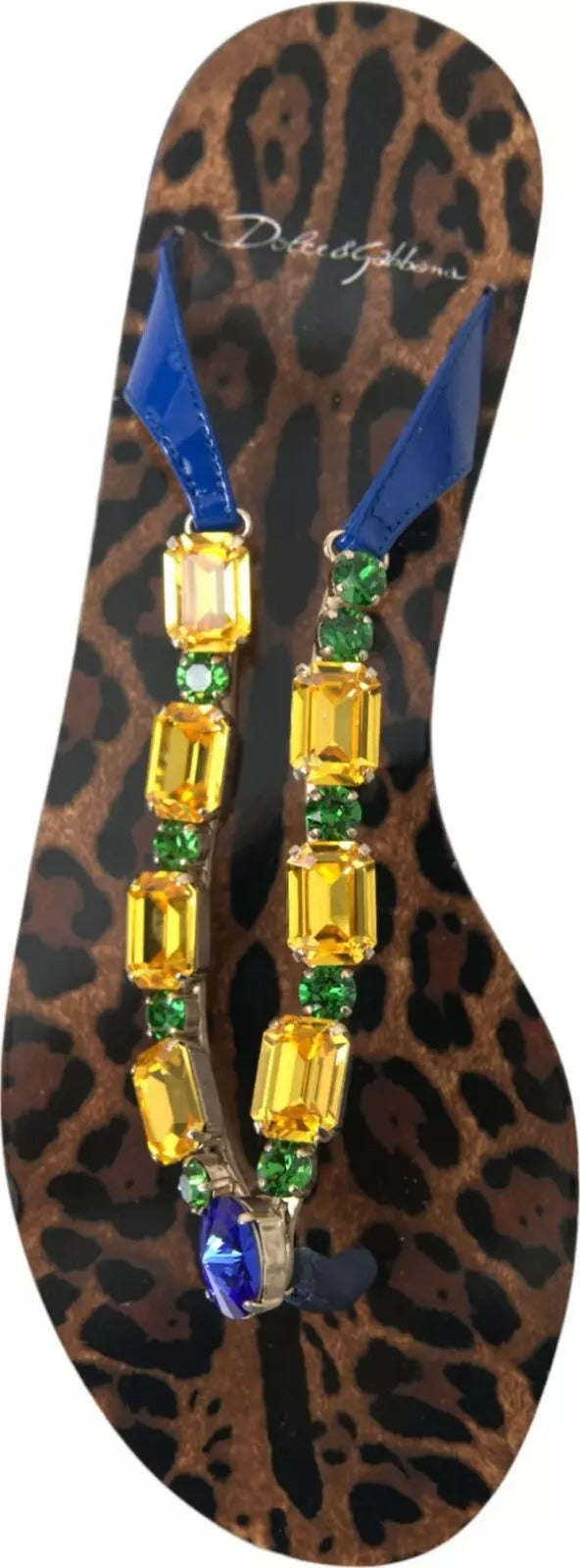 Dolce & Gabbana Blue Crystals Flats Sandals Beachwear Shoes | Regal Royce