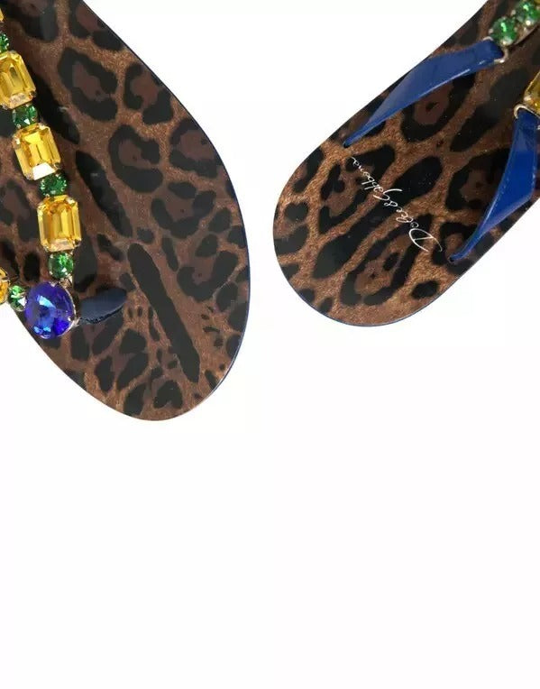 Dolce & Gabbana Blue Crystals Flats Sandals Beachwear Shoes | Regal Royce