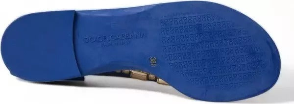 Dolce & Gabbana Blue Crystals Flats Sandals Beachwear Shoes | Regal Royce