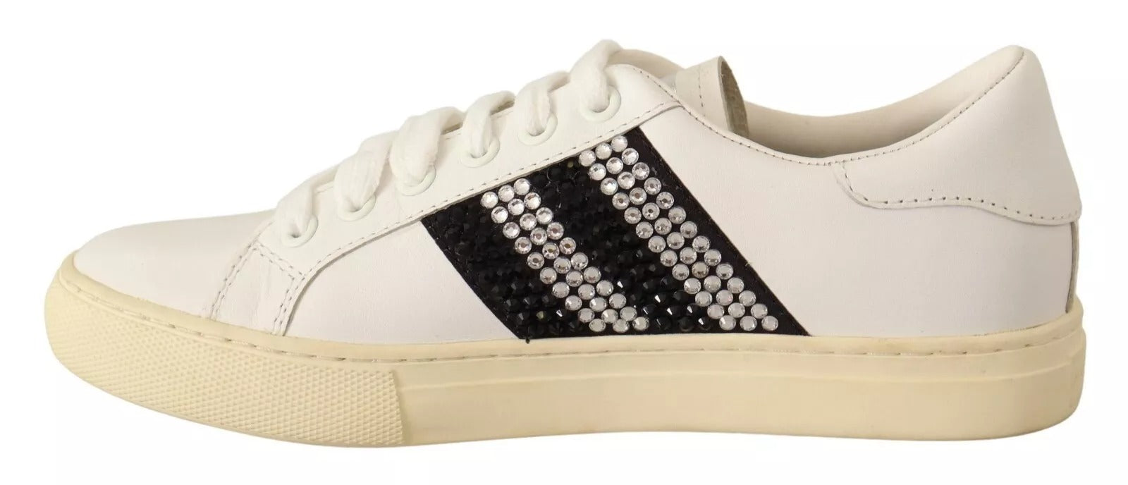 Marc Jacobs White Leather Crystal Embellished Sneakers Shoes | Regal Royce