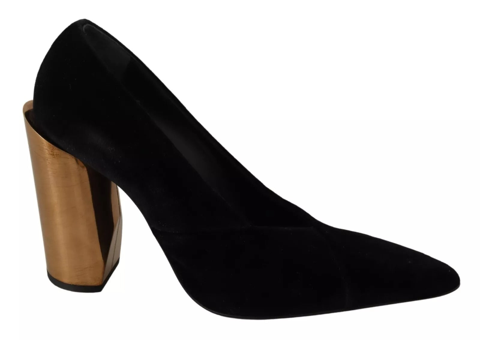 Jil Sander Black Leather Suede Block Heels Pumps Shoes | Regal Royce