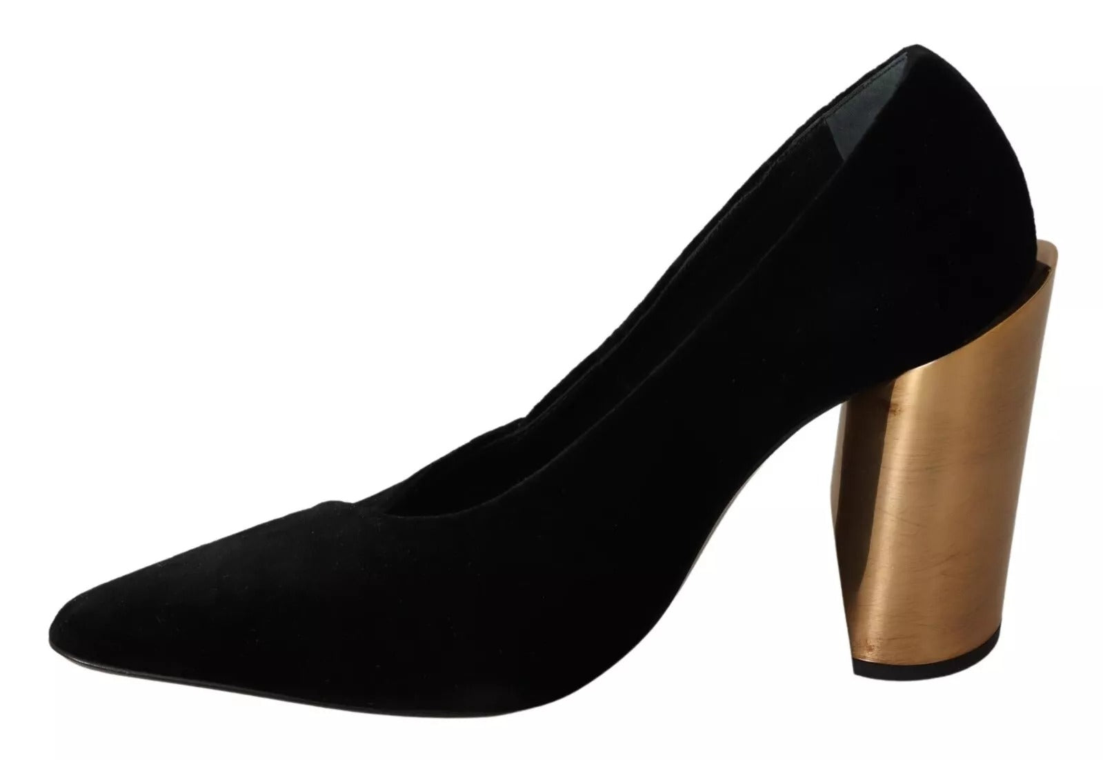 Jil Sander Black Leather Suede Block Heels Pumps Shoes | Regal Royce