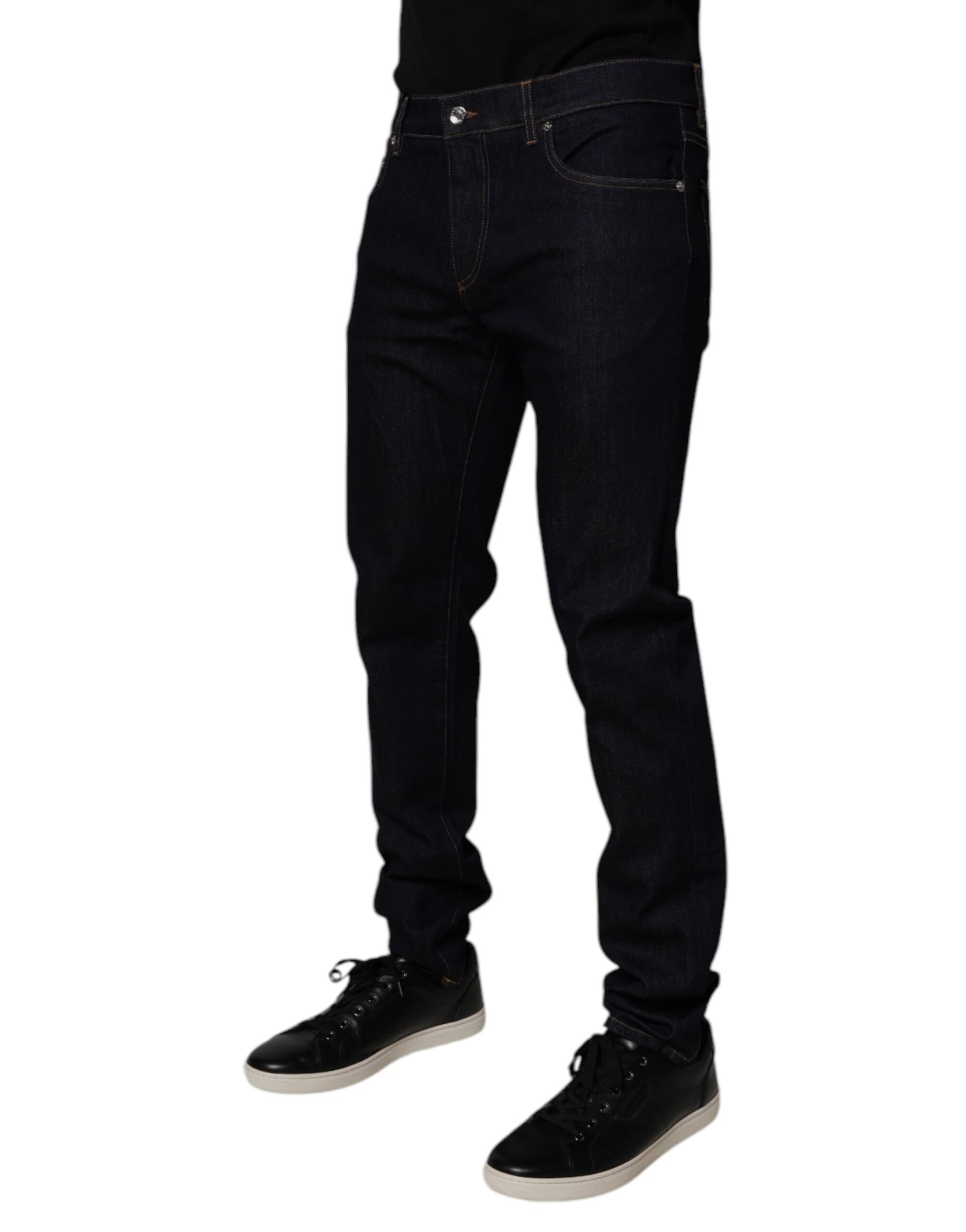 Dolce & Gabbana Black Cotton Stretch Men Skinny Denim Jeans | Regal Royce