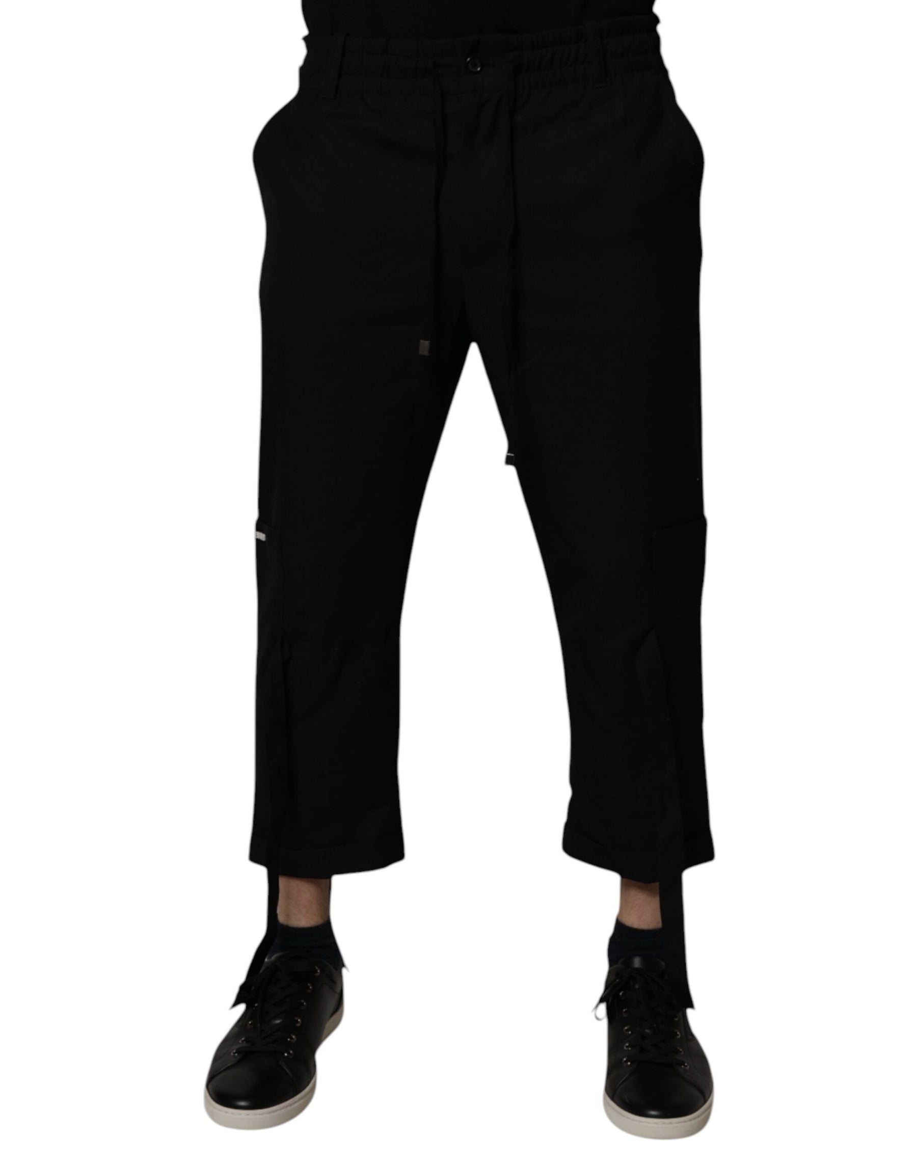 Dolce & Gabbana Black Polyester Men Cropped Pants | Regal Royce