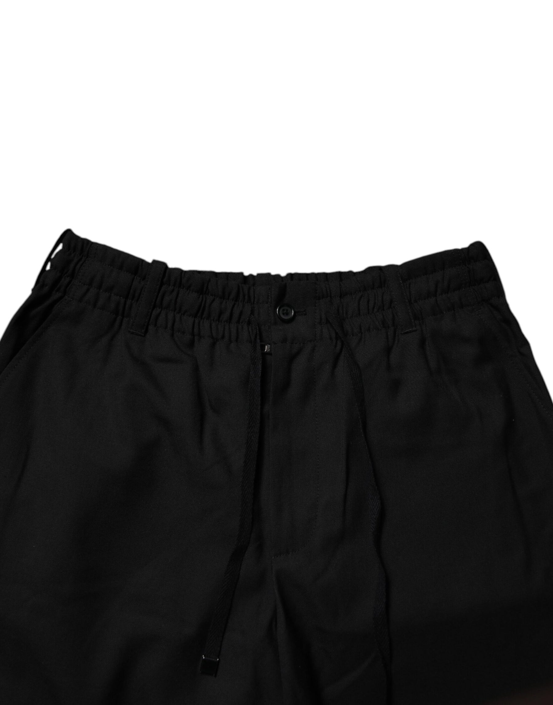 Dolce & Gabbana Black Polyester Men Cropped Pants | Regal Royce