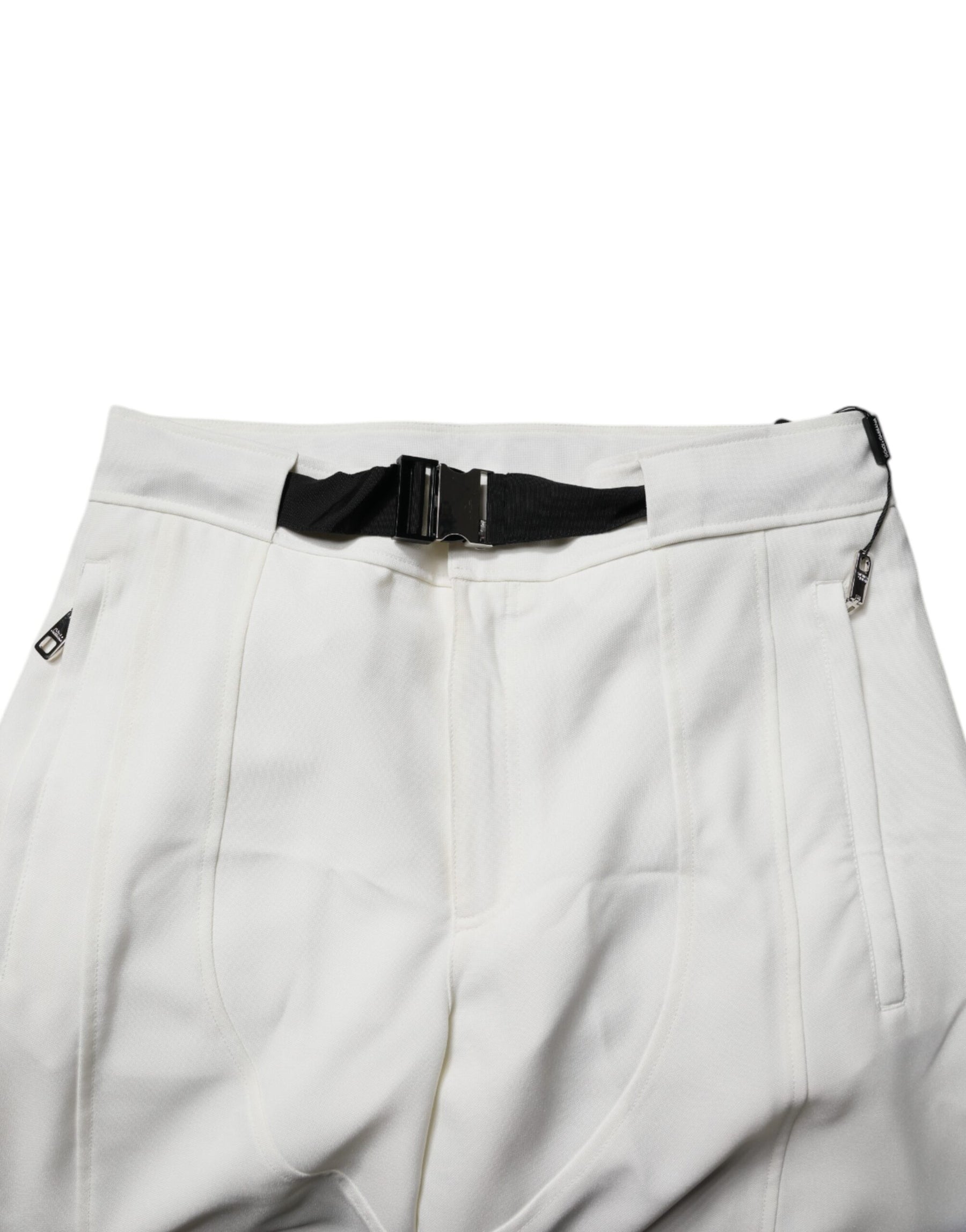 Dolce & Gabbana White Mid Waist Wide Leg Pants | Regal Royce