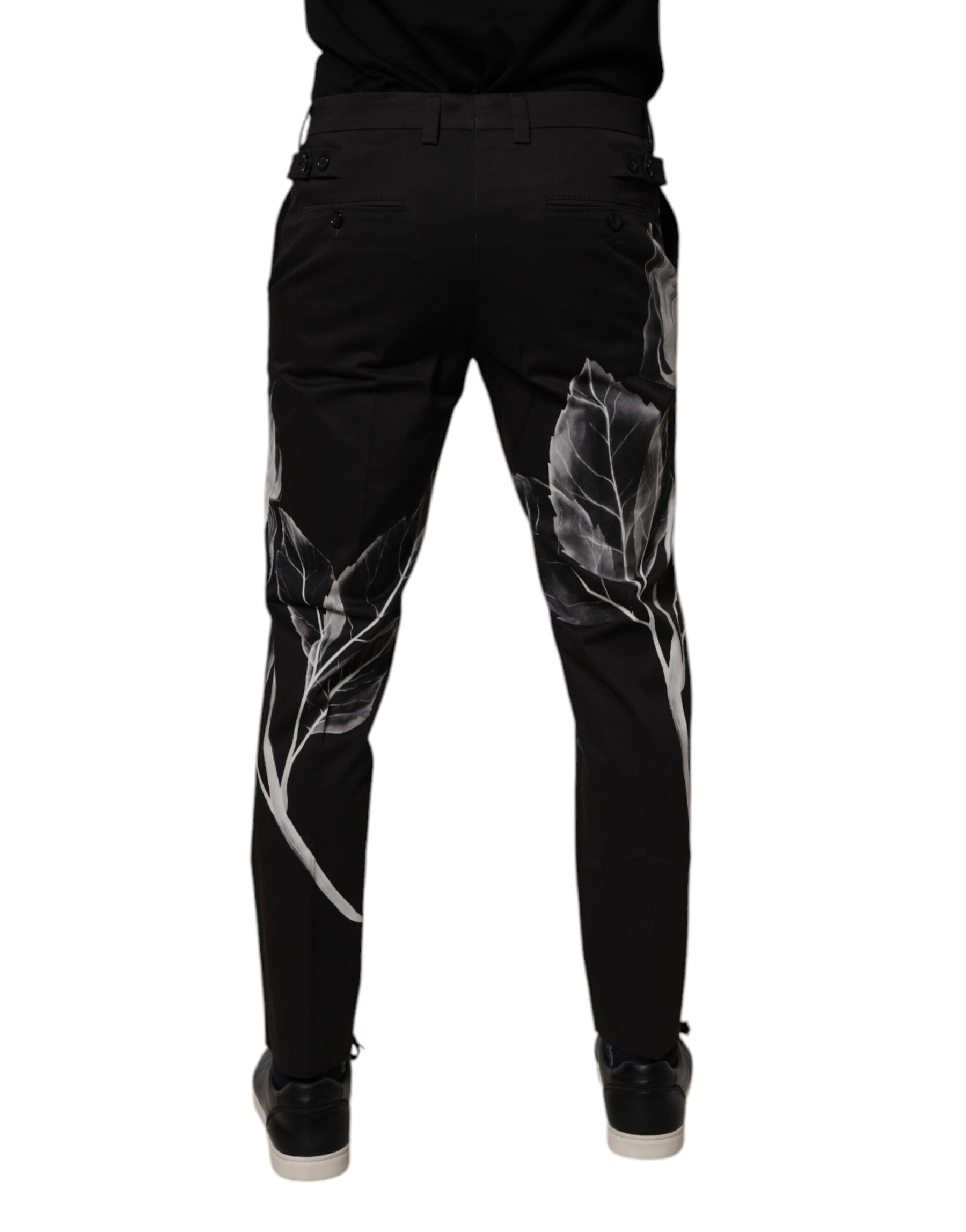 Dolce & Gabbana Black Cotton Floral Skinny Dress Pants | Regal Royce