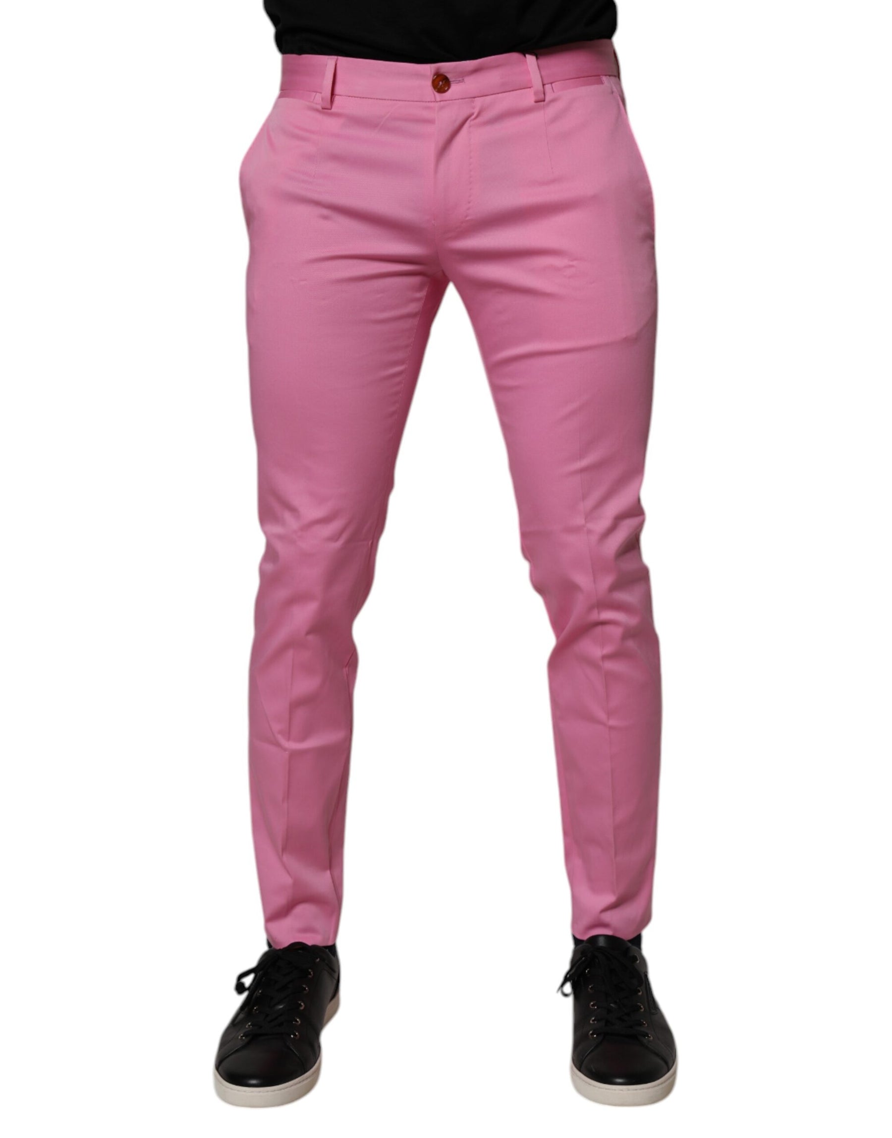 Dolce & Gabbana Pink Cotton Slim Fit Men Dress Formal Pants | Regal Royce
