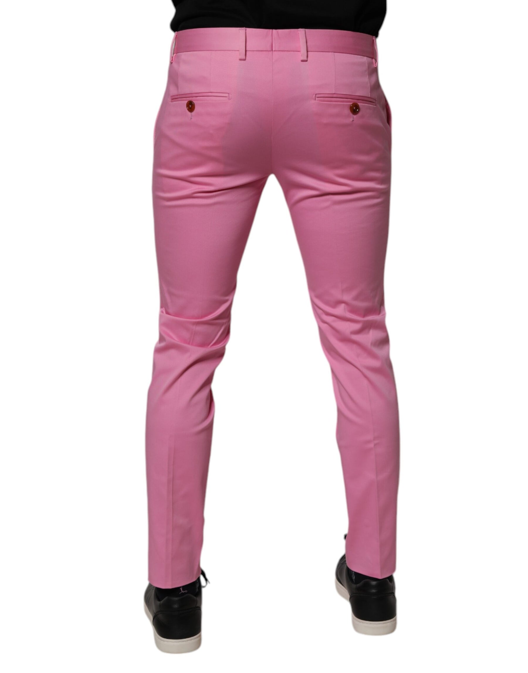 Dolce & Gabbana Pink Cotton Slim Fit Men Dress Formal Pants | Regal Royce