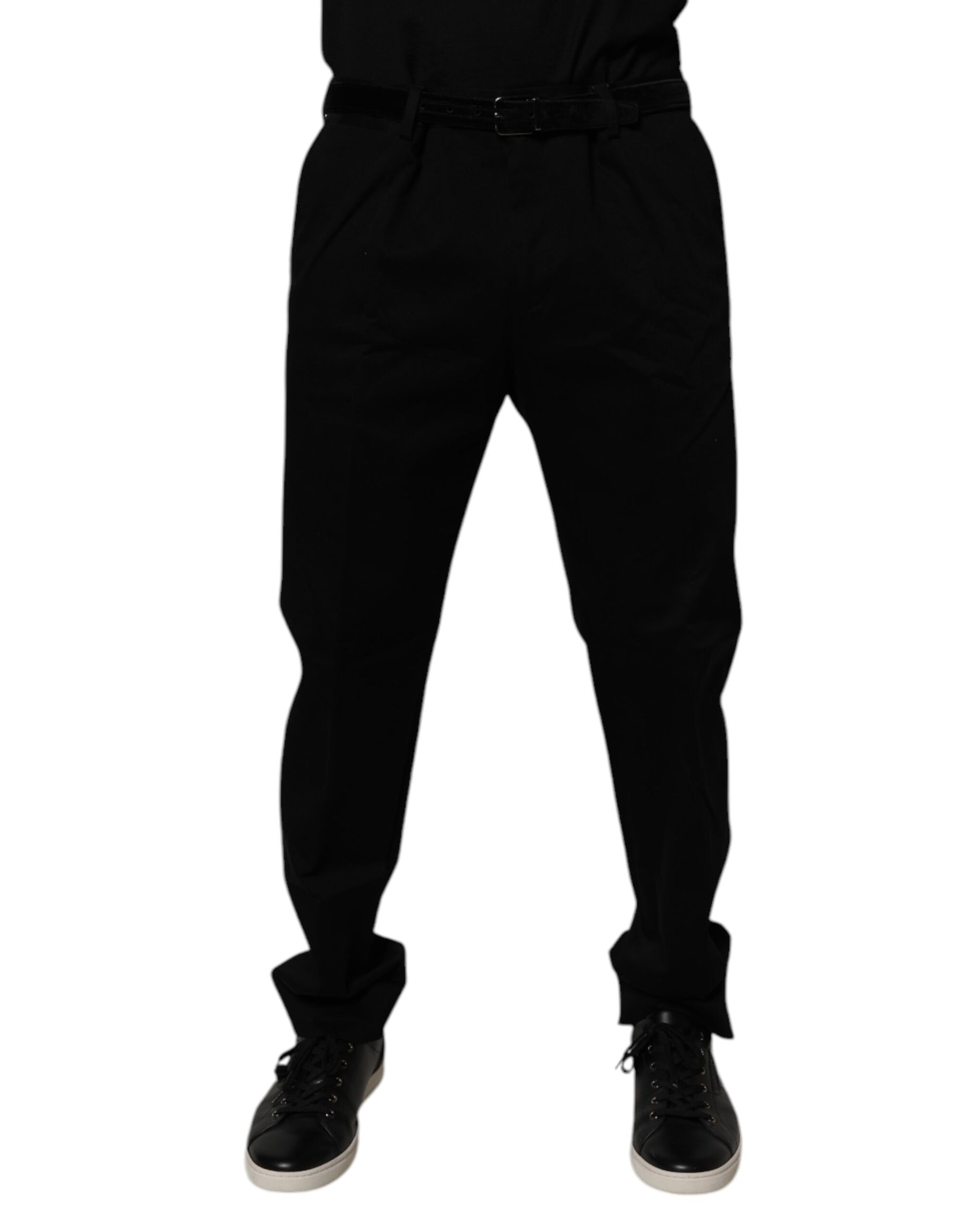 Dolce & Gabbana Black Cotton Men Skinny Dress Formal Pants | Regal Royce