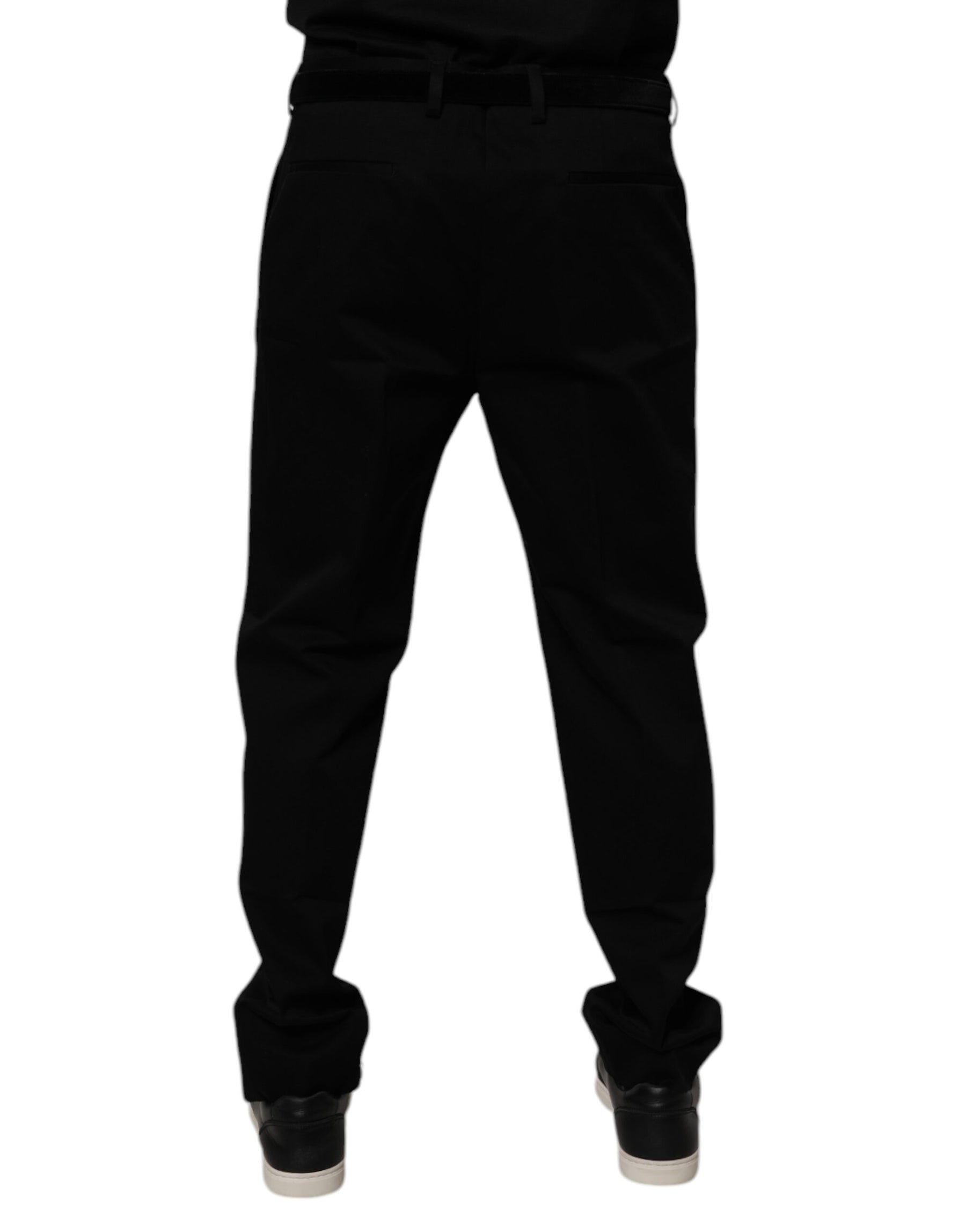 Dolce & Gabbana Black Cotton Men Skinny Dress Formal Pants | Regal Royce