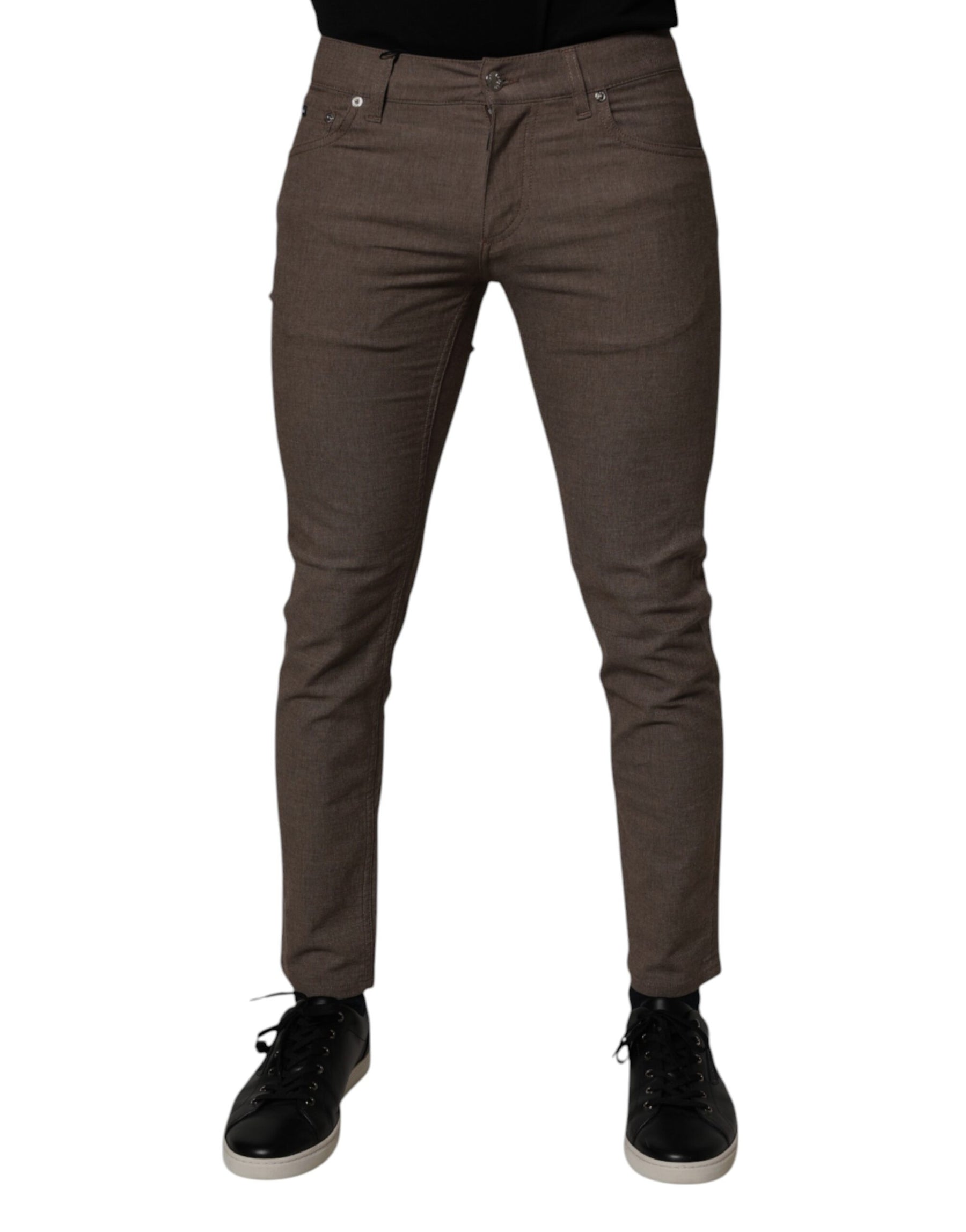 Dolce & Gabbana Brown Cotton Stretch Chino Pants | Regal Royce