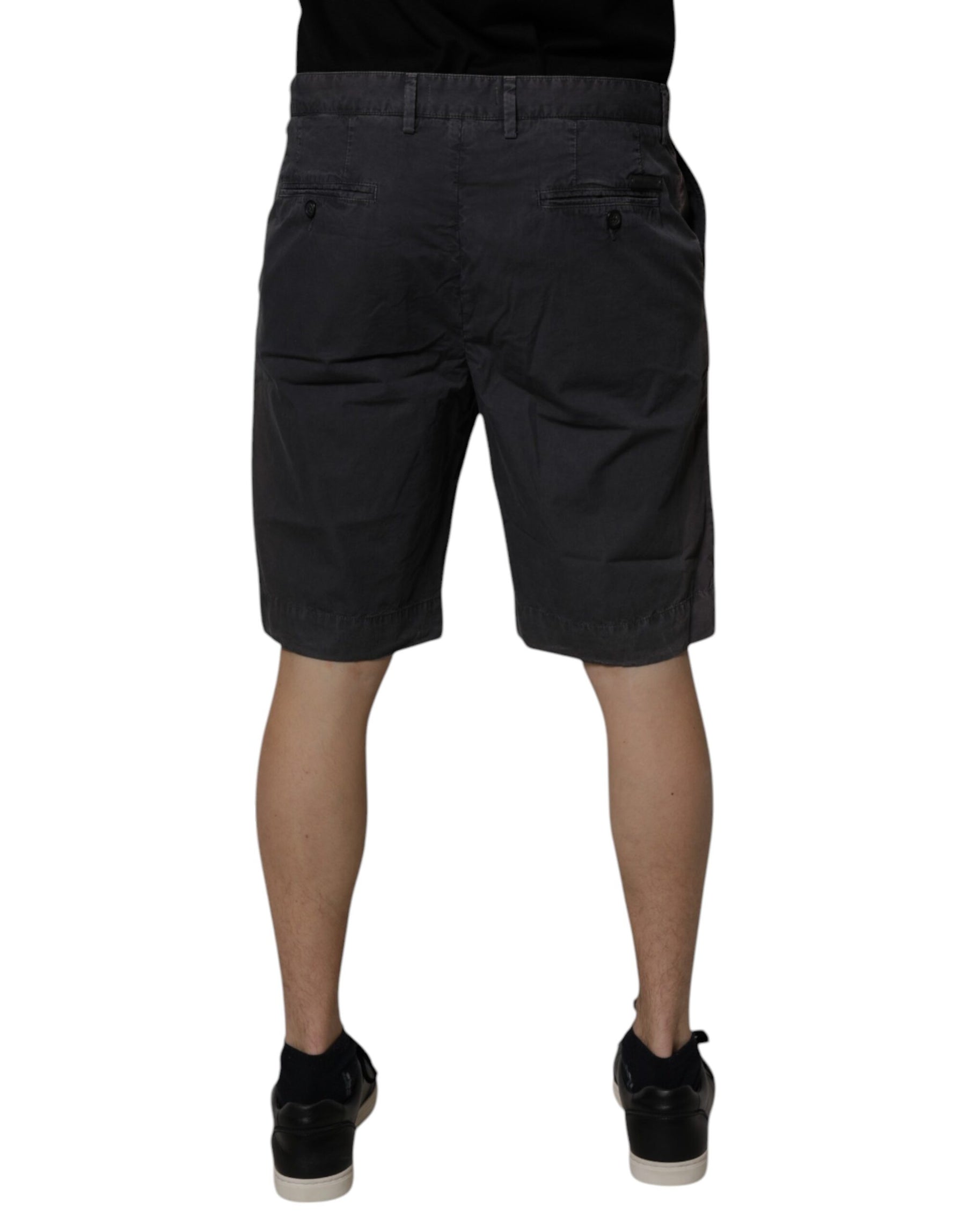 Dolce & Gabbana Dark Gray Cotton Mid Waist Men Bermuda Shorts | Regal Royce