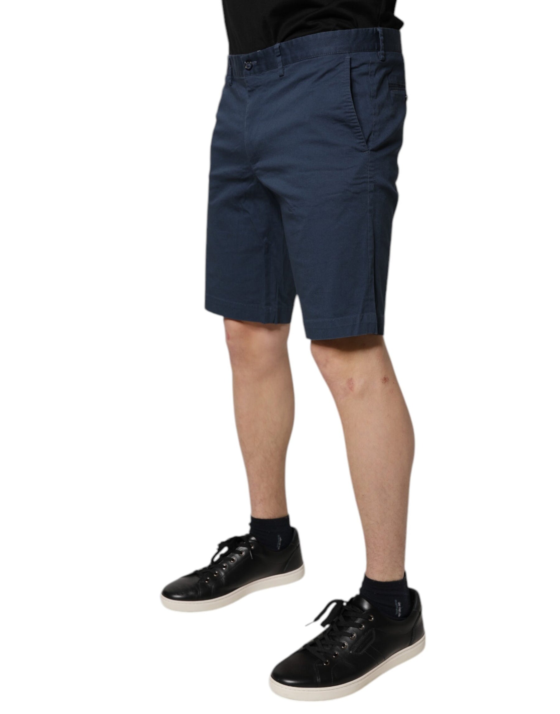 Dolce & Gabbana Blue Cotton Mid Waist Men Bermuda Shorts | Regal Royce