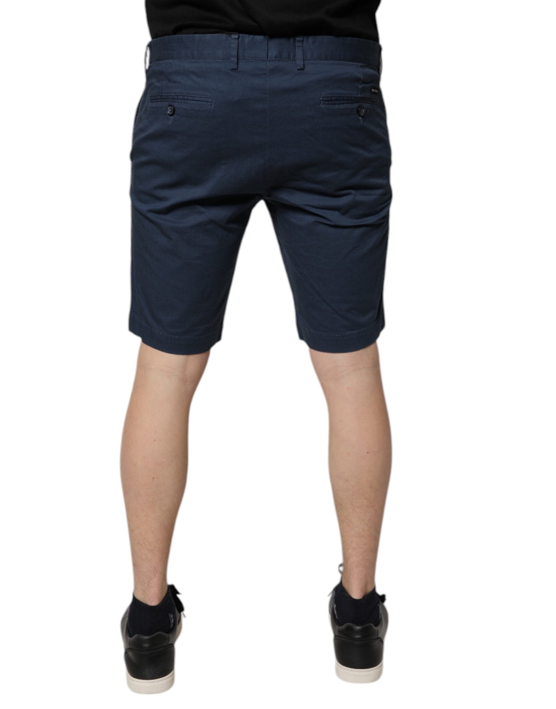 Dolce & Gabbana Blue Cotton Mid Waist Men Bermuda Shorts | Regal Royce