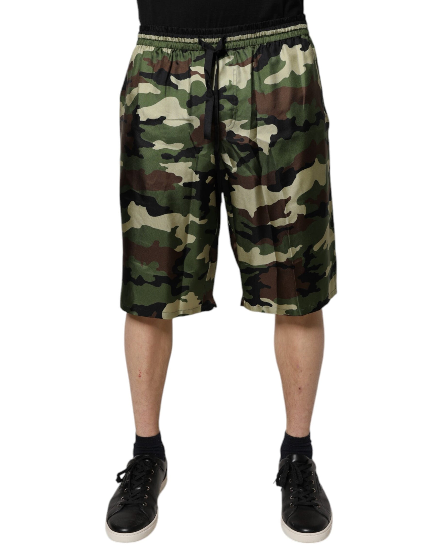 Dolce & Gabbana Multicolor Camouflage Silk Mid Waist Bermuda Shorts | Regal Royce