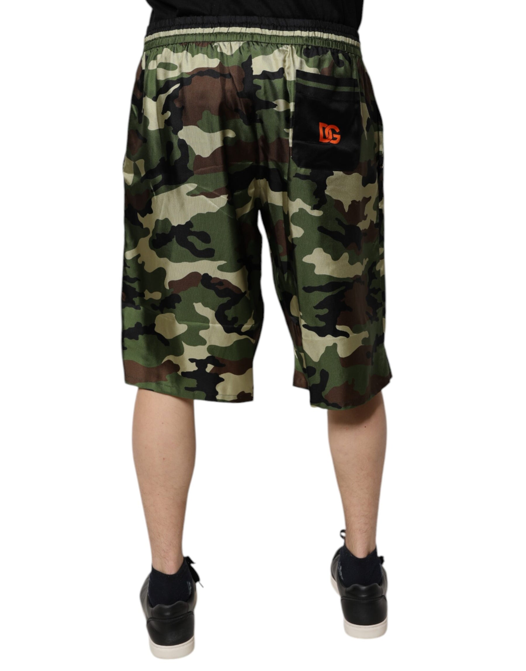 Dolce & Gabbana Multicolor Camouflage Silk Mid Waist Bermuda Shorts | Regal Royce