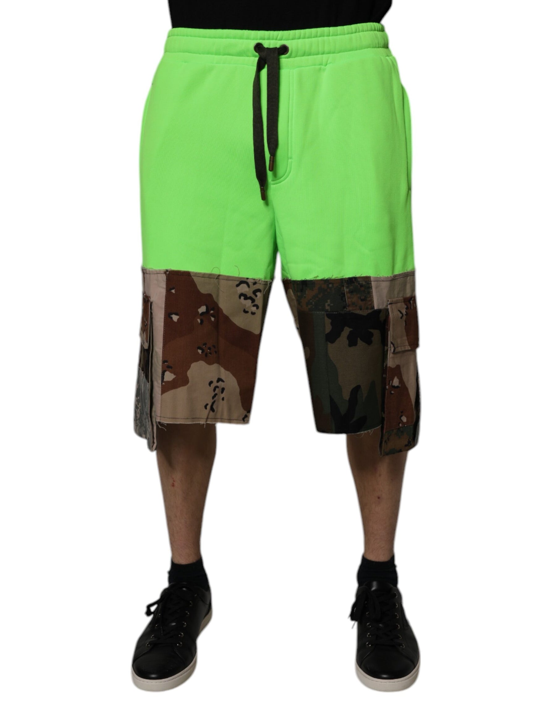 Dolce & Gabbana Green Patchwork Cargo Bermuda Shorts | Regal Royce