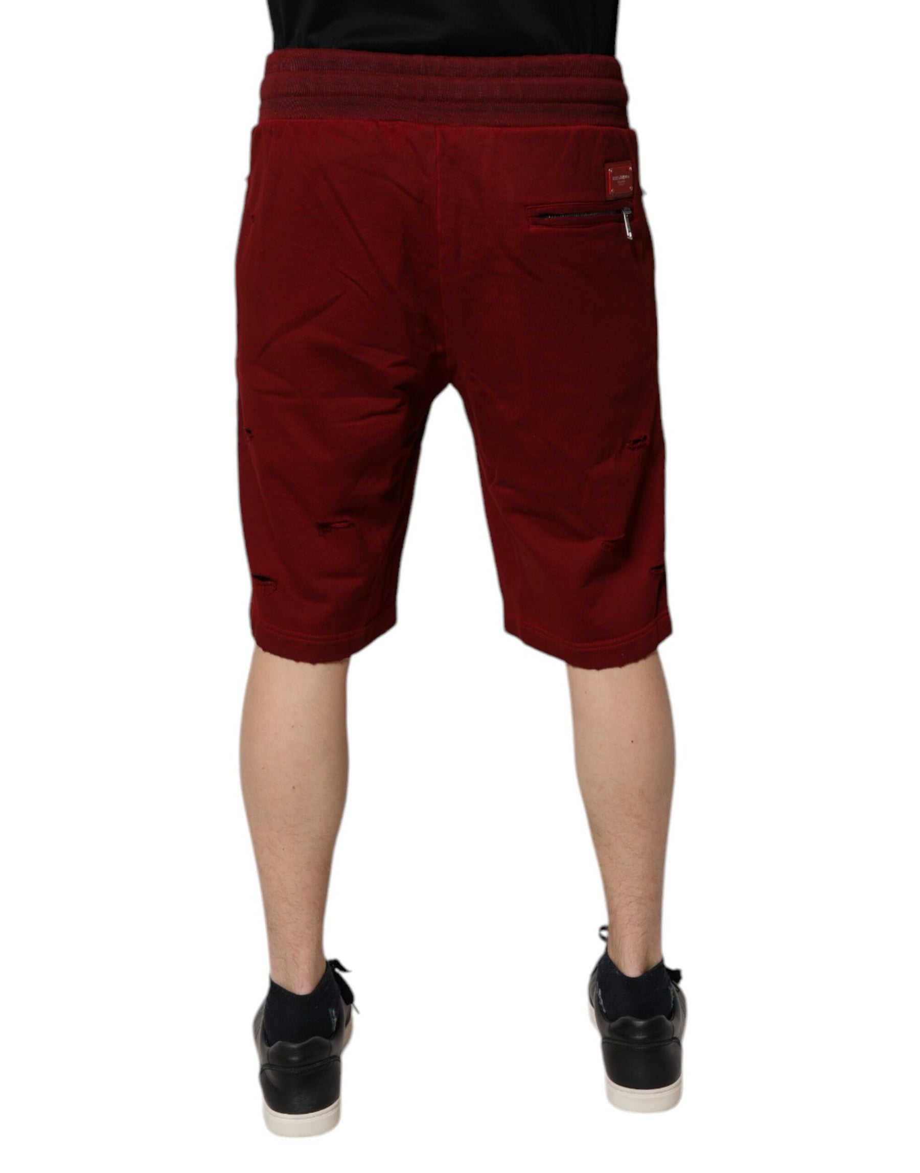 Dolce & Gabbana Maroon Rip Style Bermuda Sweatshorts Shorts | Regal Royce