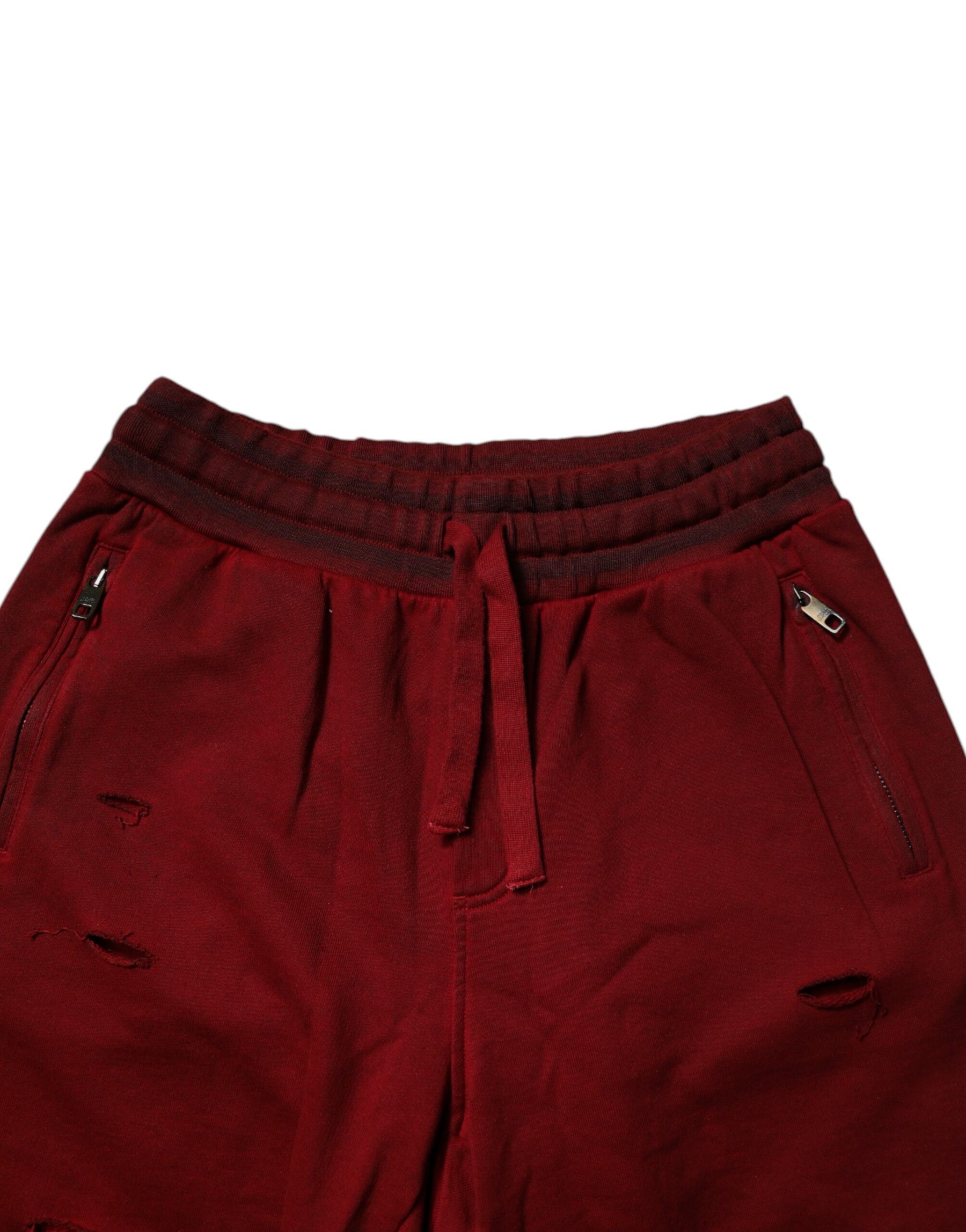 Dolce & Gabbana Maroon Rip Style Bermuda Sweatshorts Shorts | Regal Royce