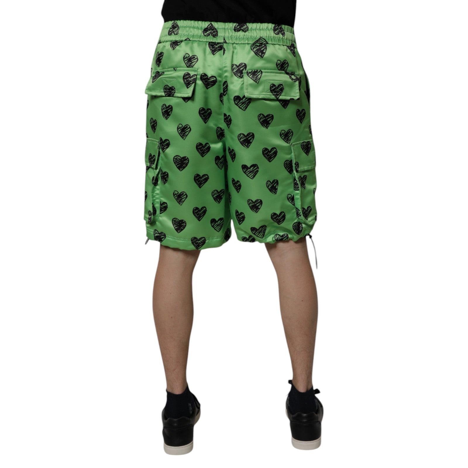Dolce & Gabbana Green Heart Print Cargo Men Bermuda Shorts | Regal Royce