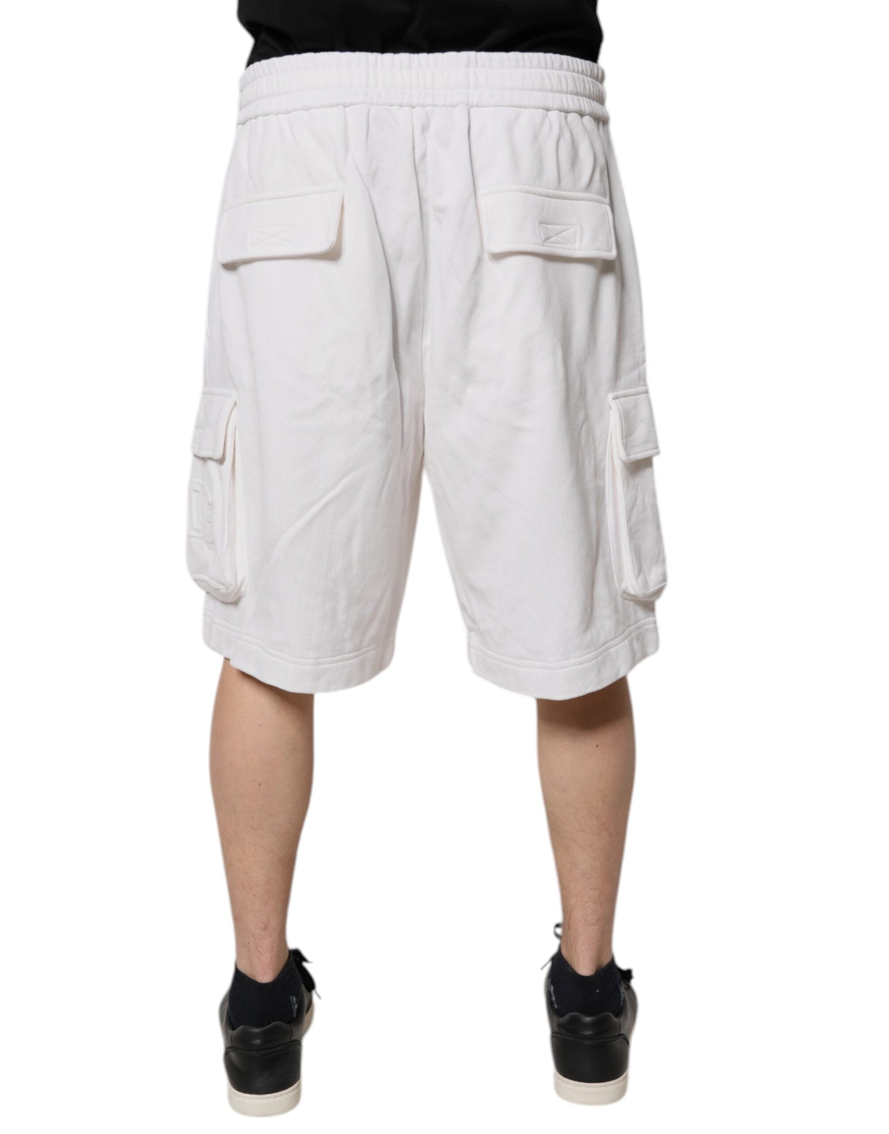 Dolce & Gabbana White Cotton Cargo Bermuda Sweatshorts Shorts | Regal Royce
