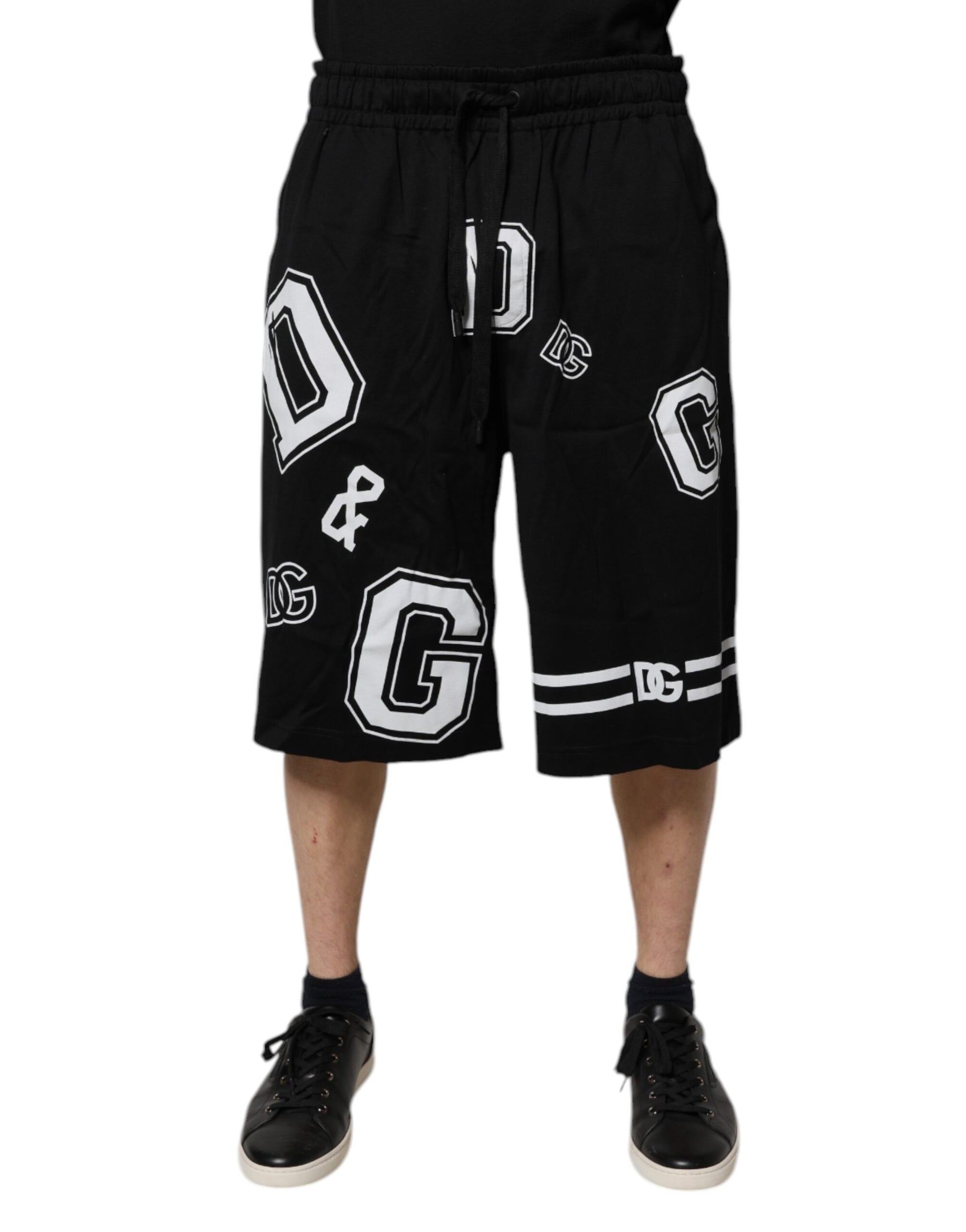 Dolce & Gabbana Black Logo Cotton Bermuda Sweatshorts Shorts | Regal Royce
