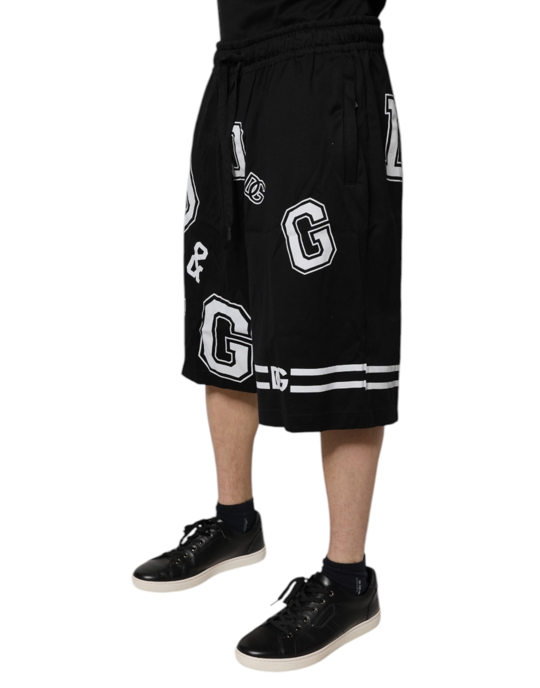 Dolce & Gabbana Black Logo Cotton Bermuda Sweatshorts Shorts | Regal Royce