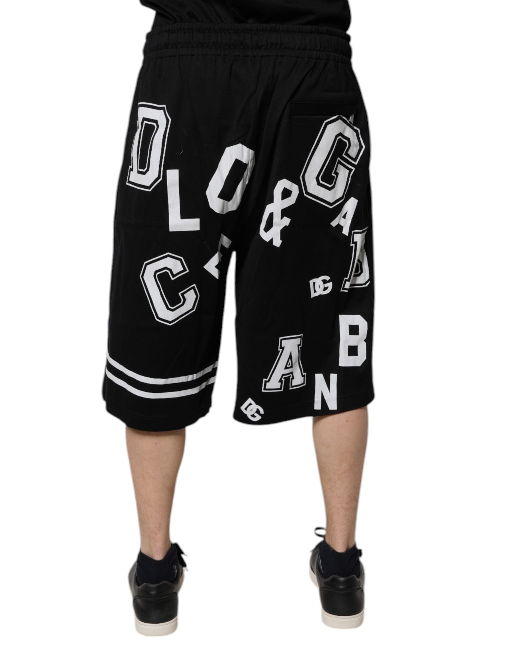 Dolce & Gabbana Black Logo Cotton Bermuda Sweatshorts Shorts | Regal Royce