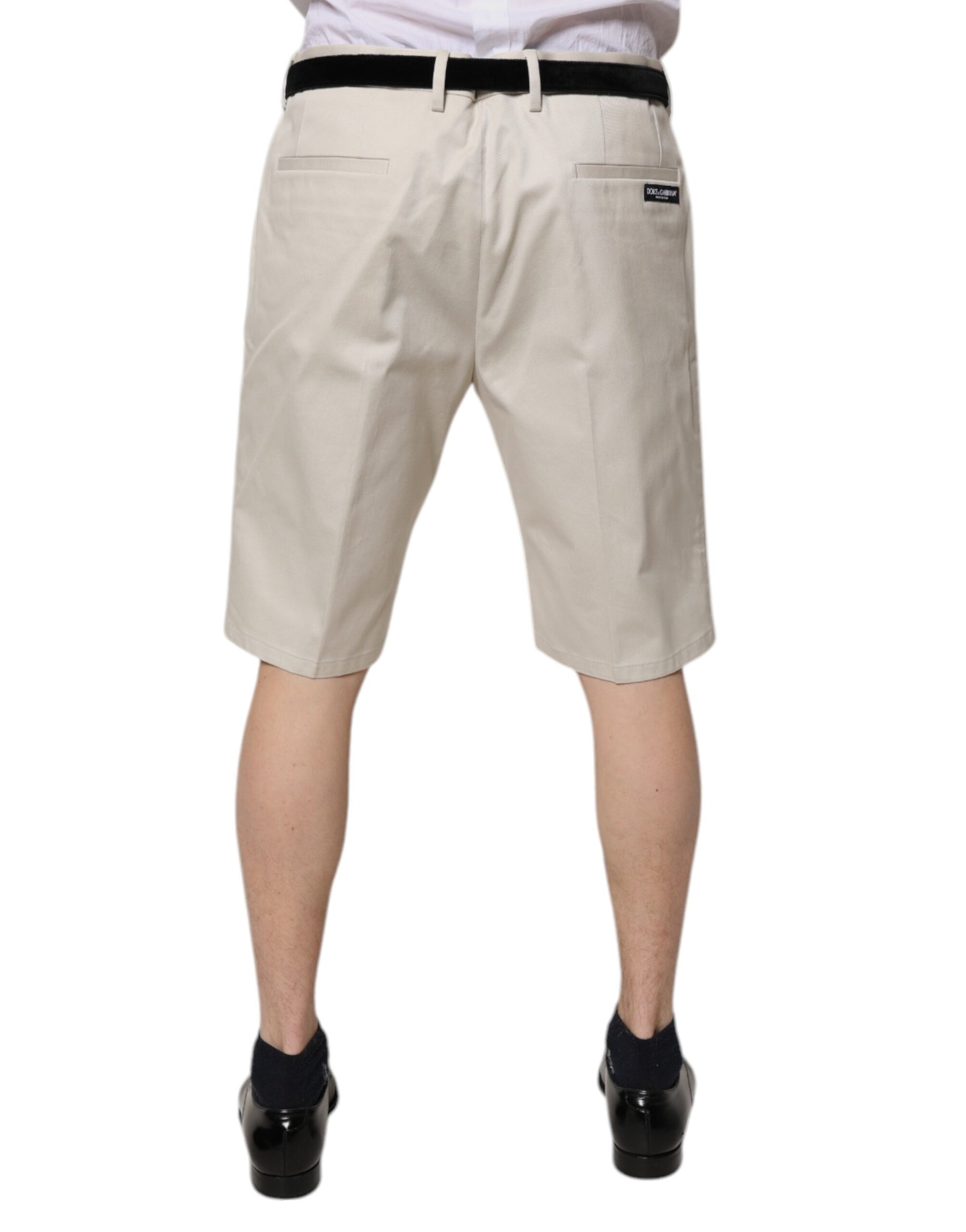Dolce & Gabbana Beige Cotton Stretch Mid Waist Bermuda Shorts | Regal Royce