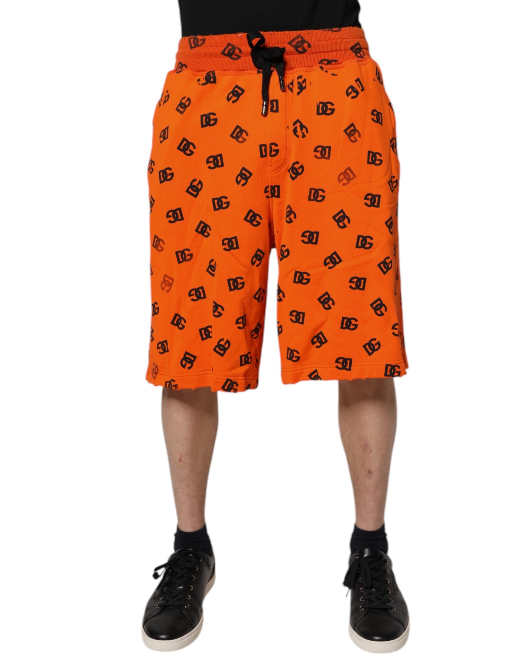 Dolce & Gabbana Orange Logo Monogram Cotton Bermuda Shorts | Regal Royce