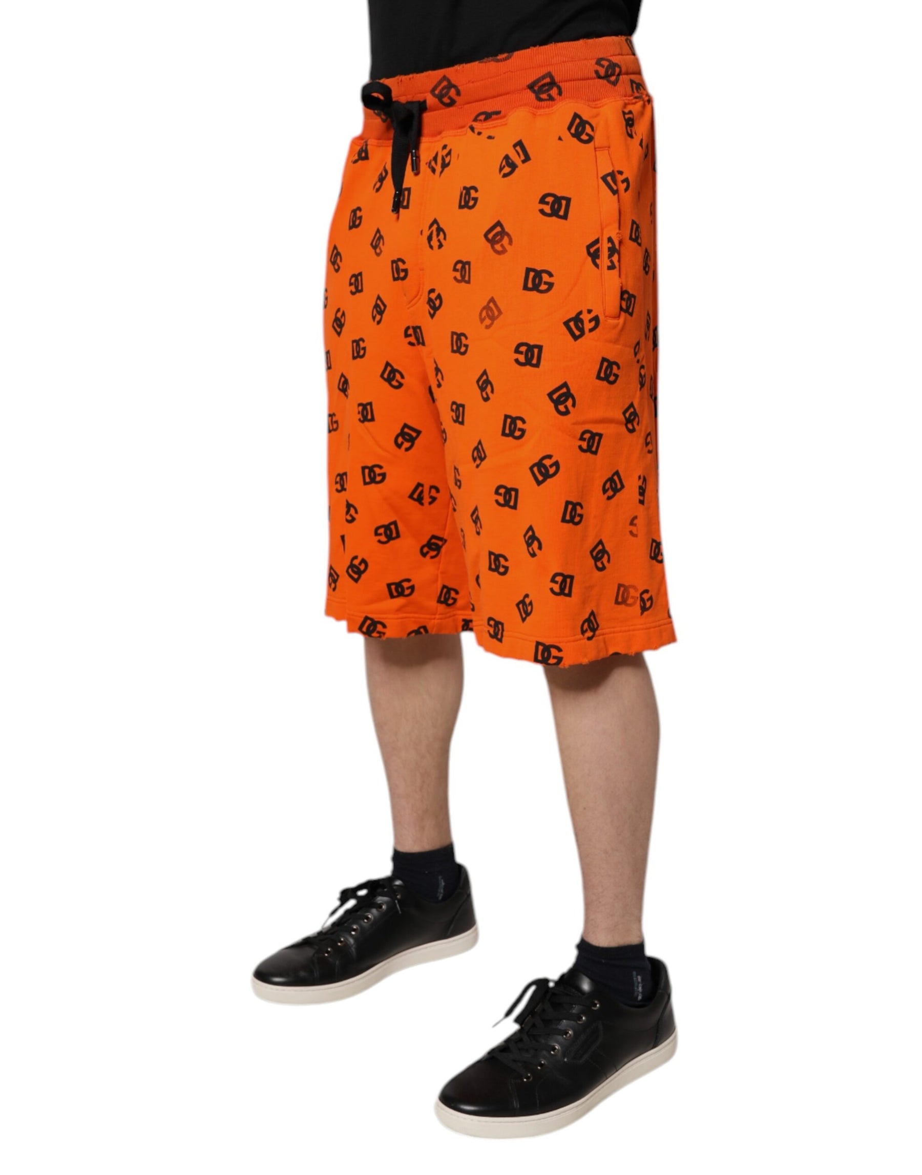 Dolce & Gabbana Orange Logo Monogram Cotton Bermuda Shorts | Regal Royce
