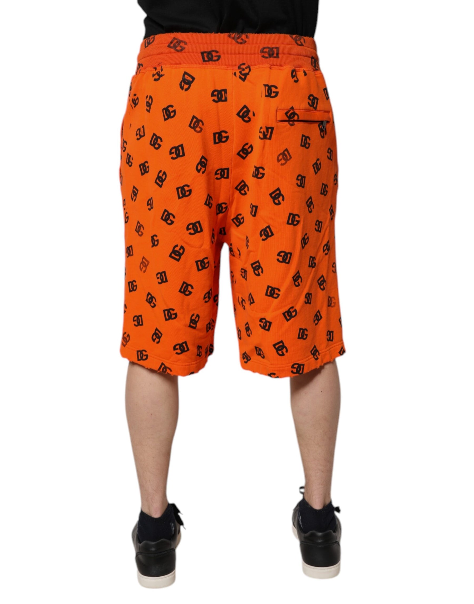 Dolce & Gabbana Orange Logo Monogram Cotton Bermuda Shorts | Regal Royce