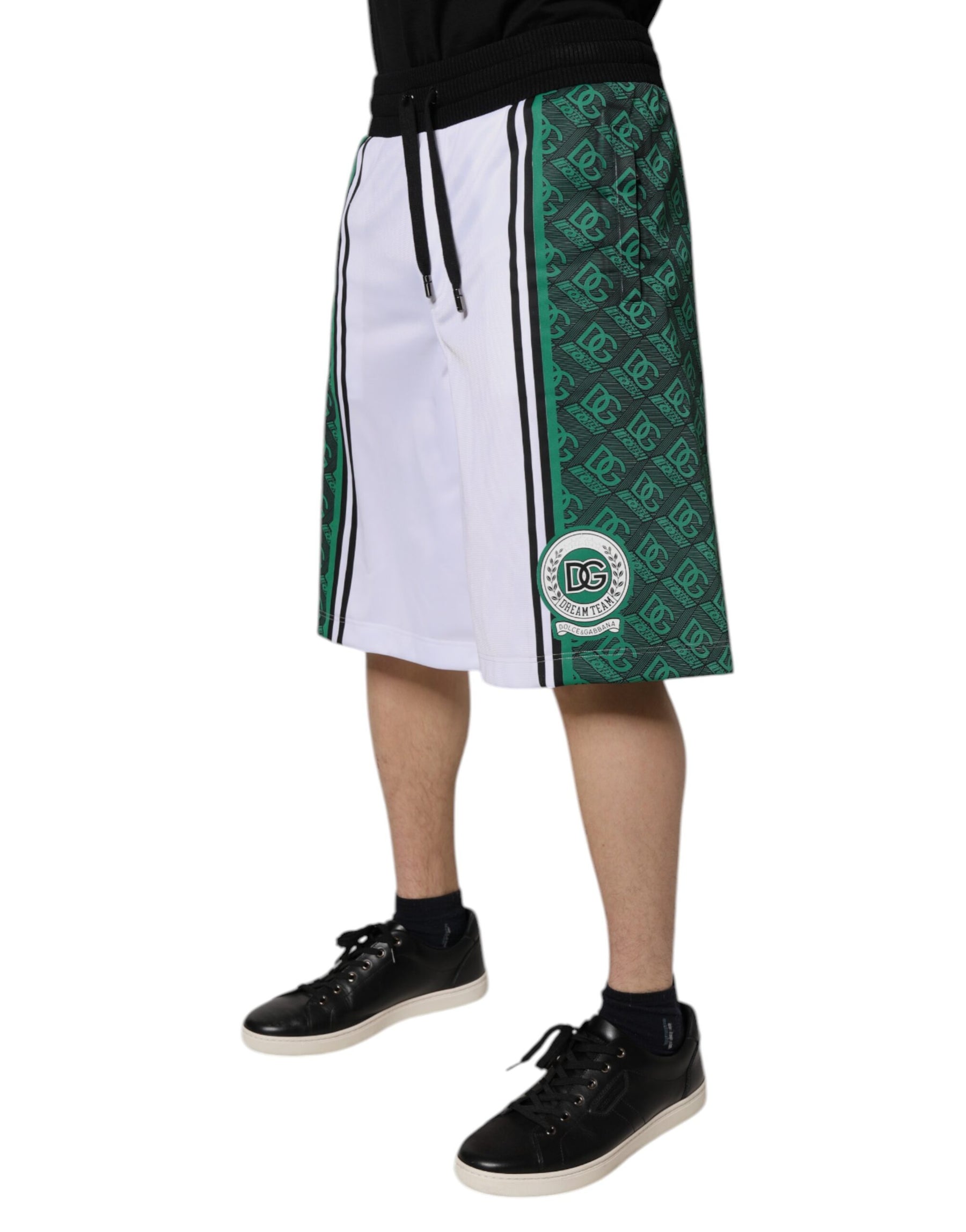 Dolce & Gabbana White Green Men Jersey Sweatshorts Shorts | Regal Royce