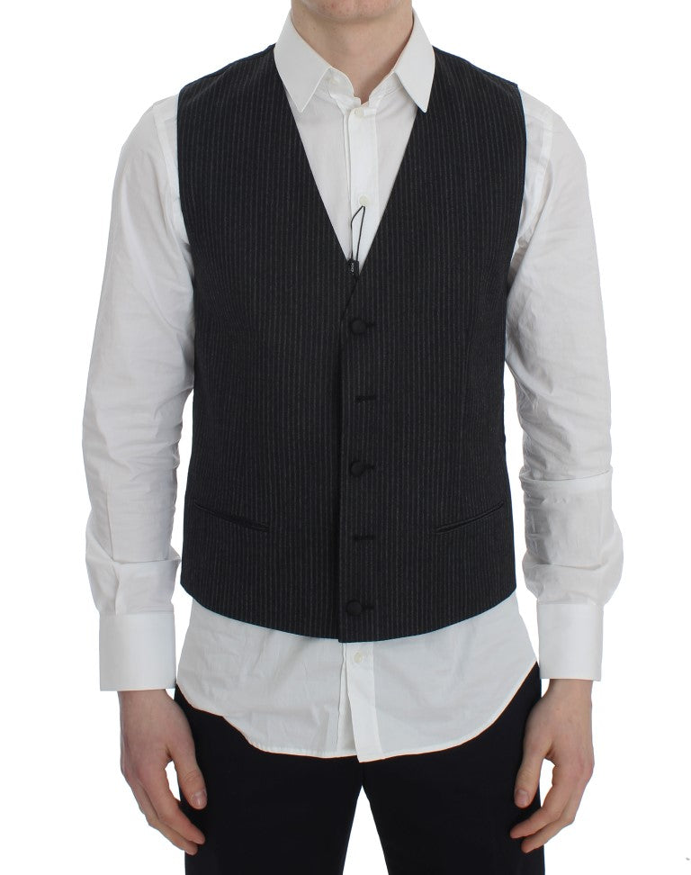 Dolce & Gabbana Gray Striped Formal Vest | Regal Royce