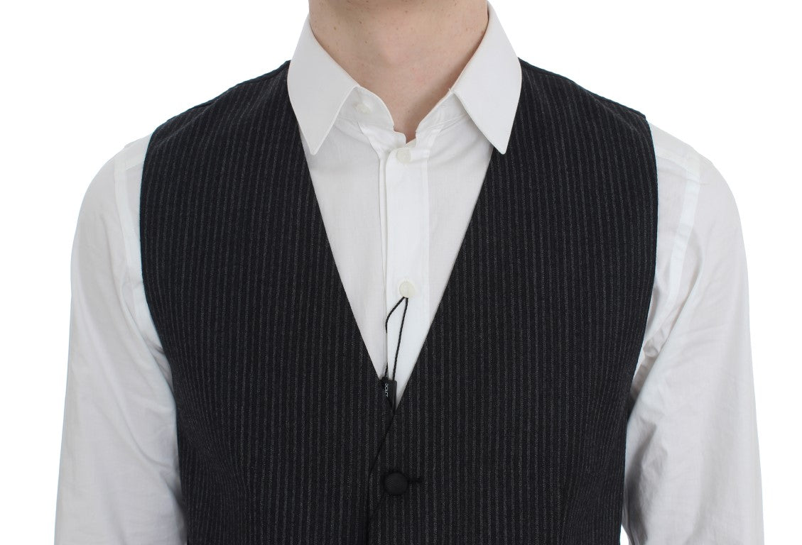 Dolce & Gabbana Gray Striped Formal Vest | Regal Royce