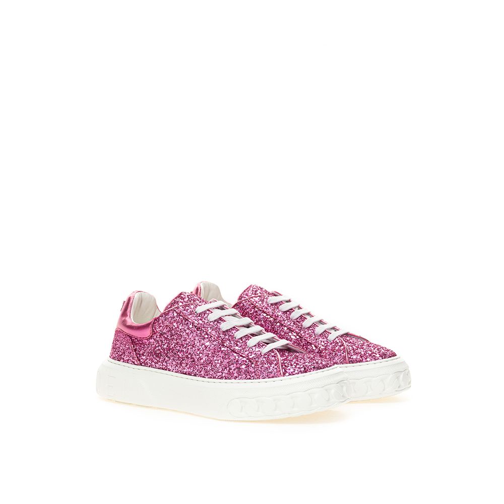 Casadei Fuchsia Fabric And Leather Low Top Sneakers | Regal Royce