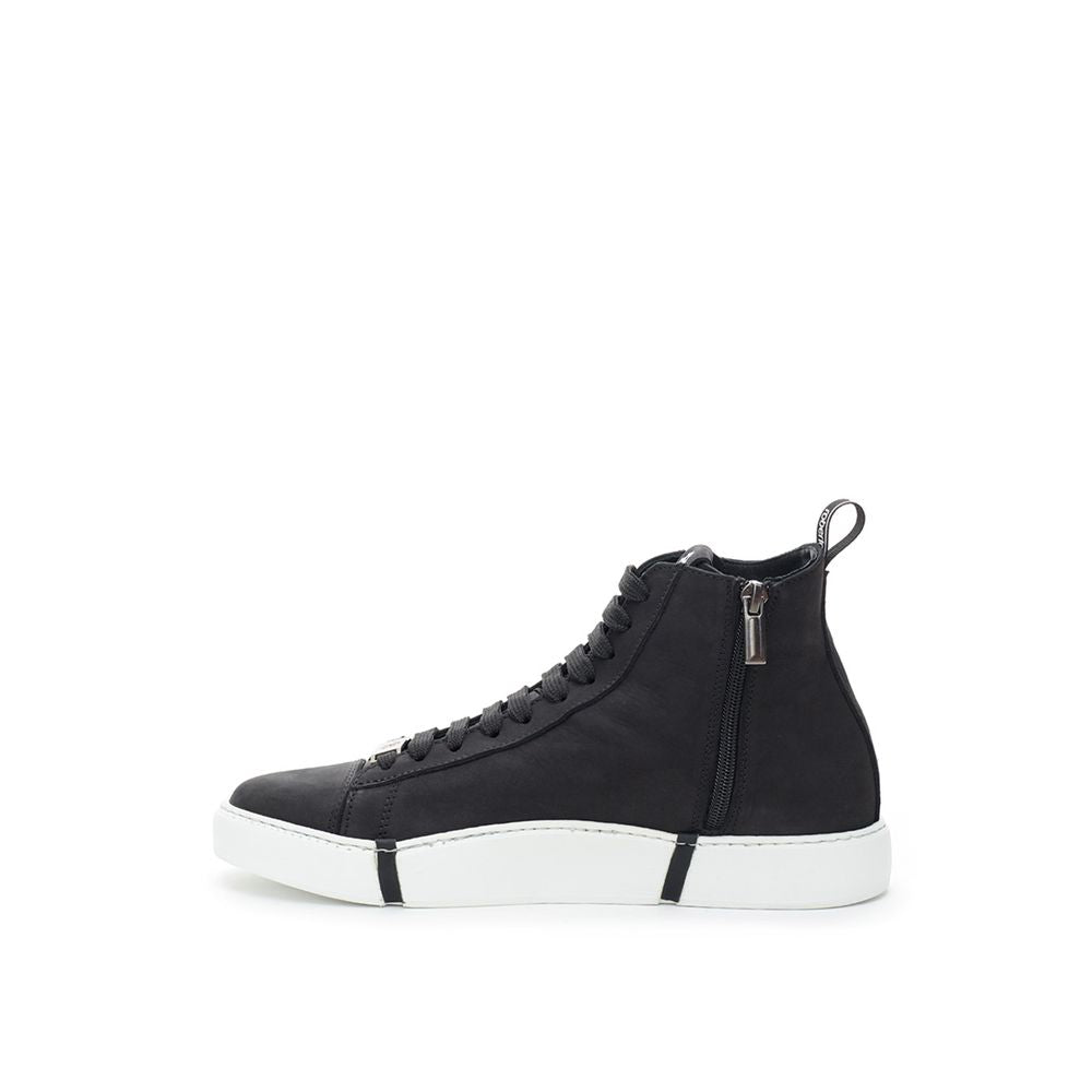 Roberto Cavalli Black Suede Leather High Top Sneakers | Regal Royce